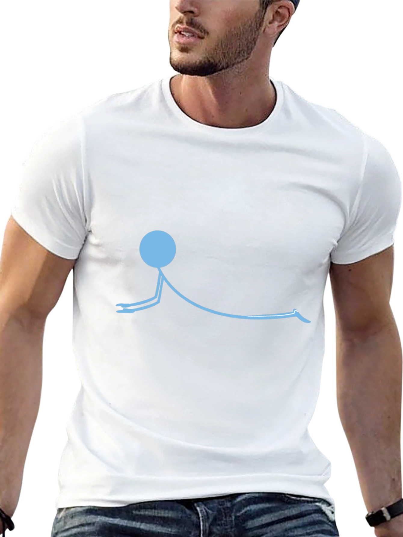 Black Yoga Stick Figure T-Shirt - Relaxed Fit Cotton Tee view 13