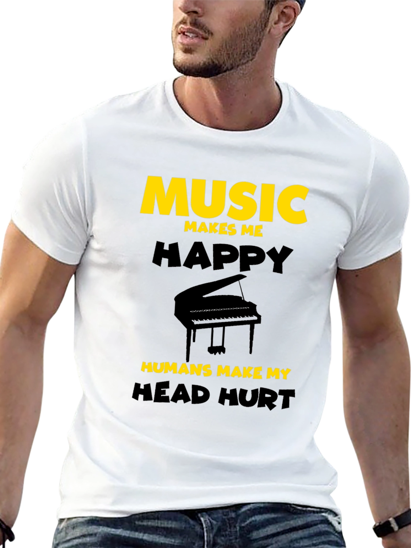 Black Music Lover T-Shirt: Music Makes Me Happy view 13