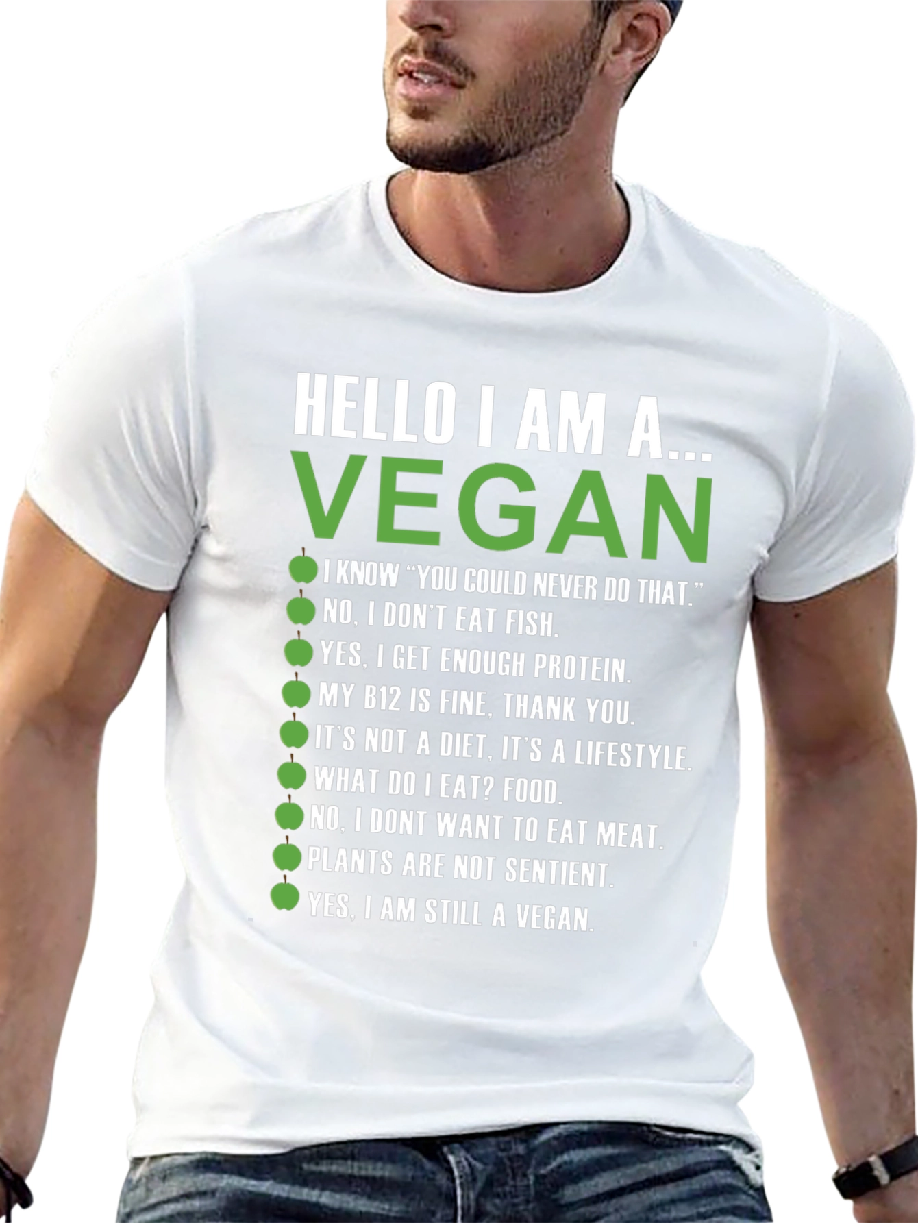 Black Vegan T-Shirt - Hello I Am A Vegan view 13