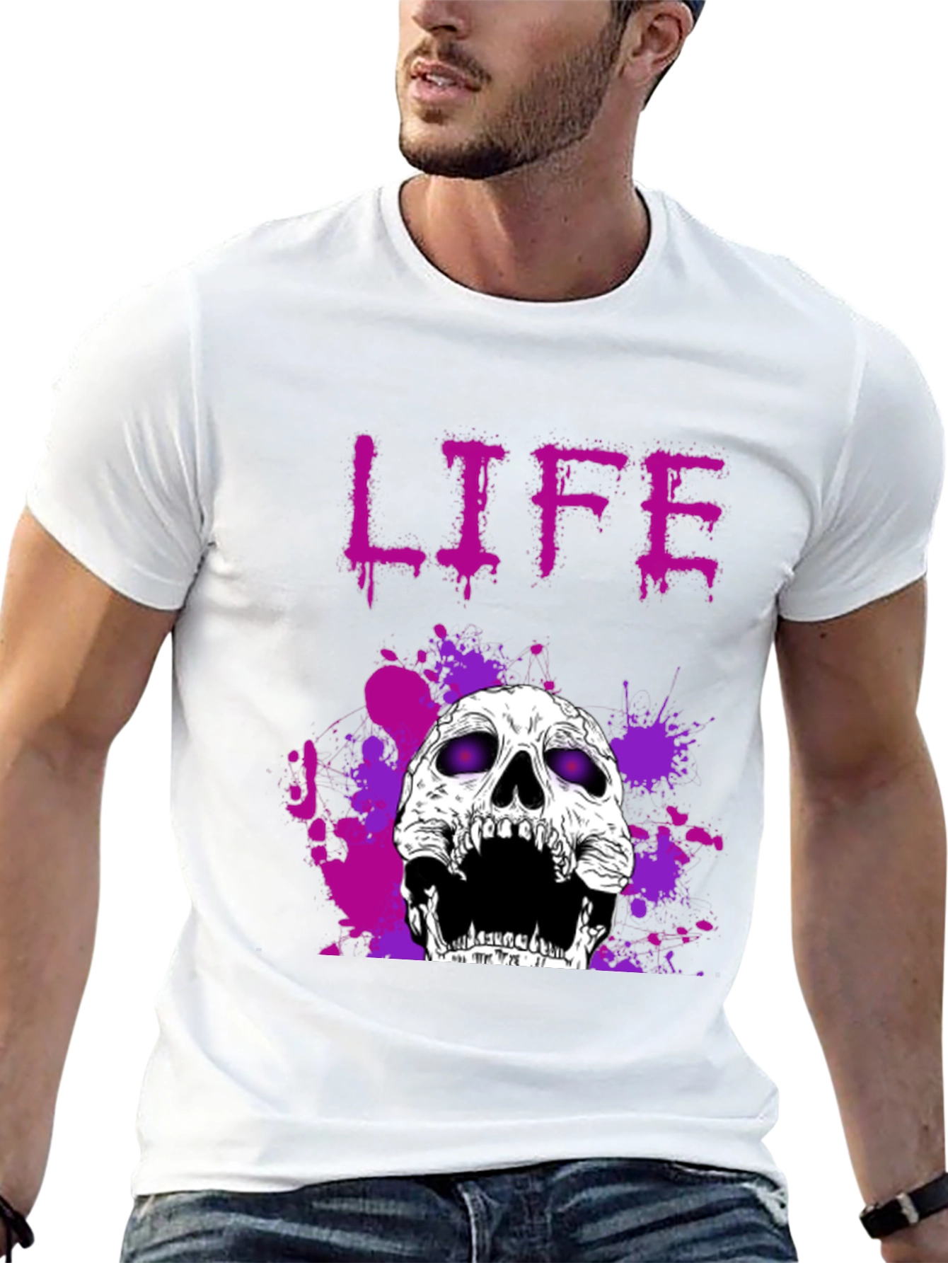 Black Life Skull Graphic Tee - Black view 13