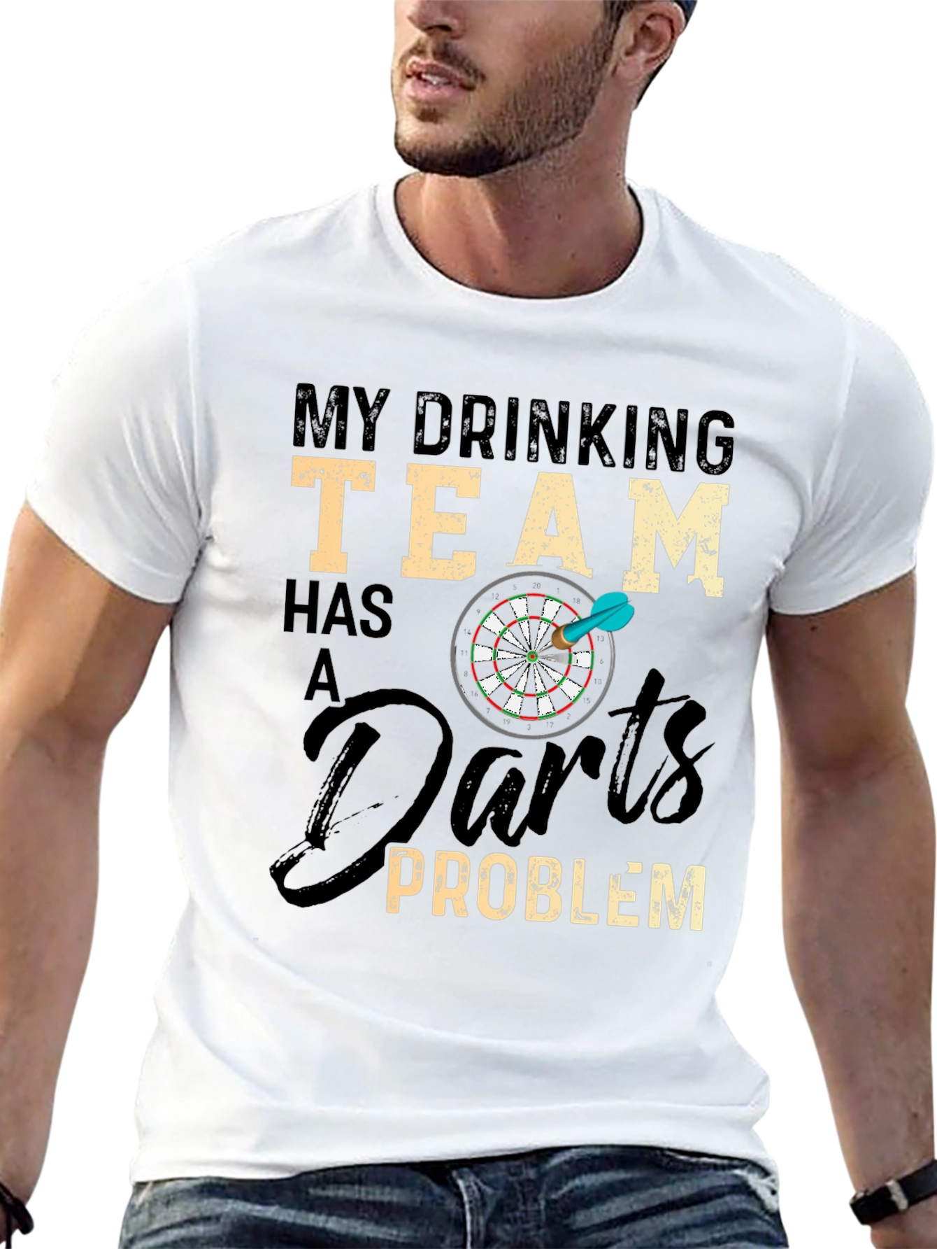 Black Drinking Team Darts Problem T-Shirt view 13