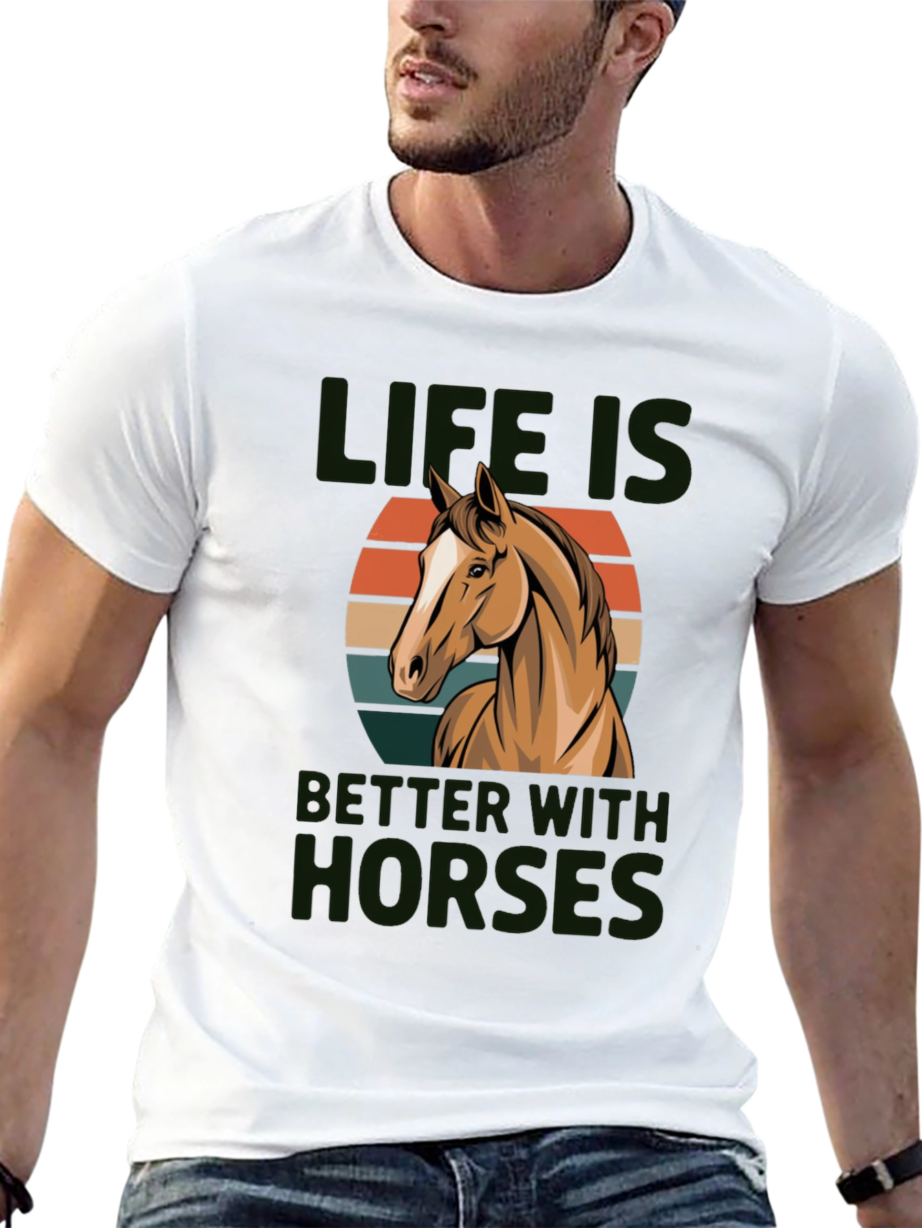 Black Life Is Better With Horses Graphic Tee Shirt view 13