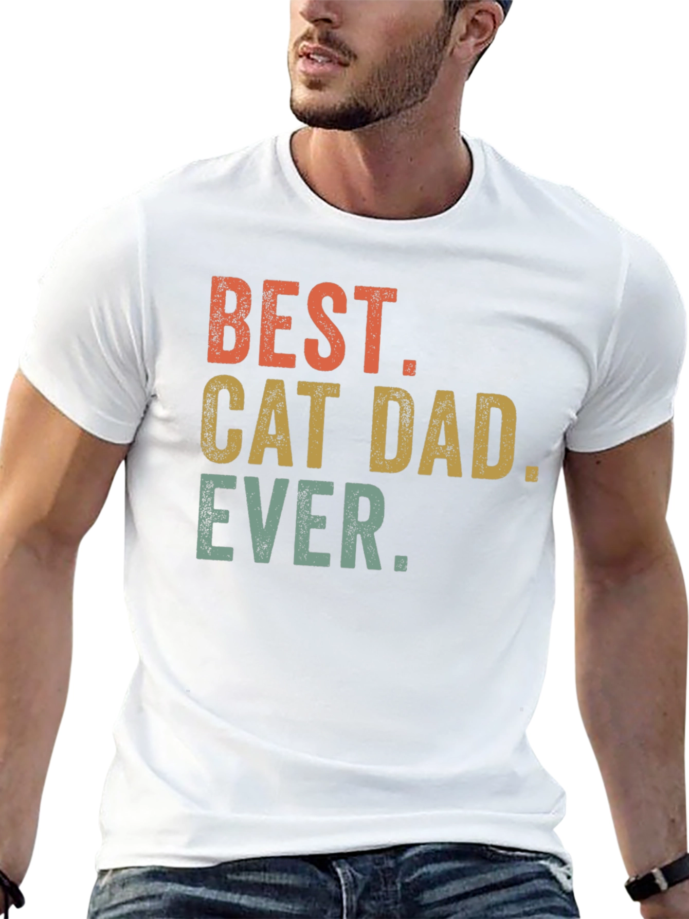 Black Best Cat Dad Ever T-Shirt - Black Graphic Tee view 13