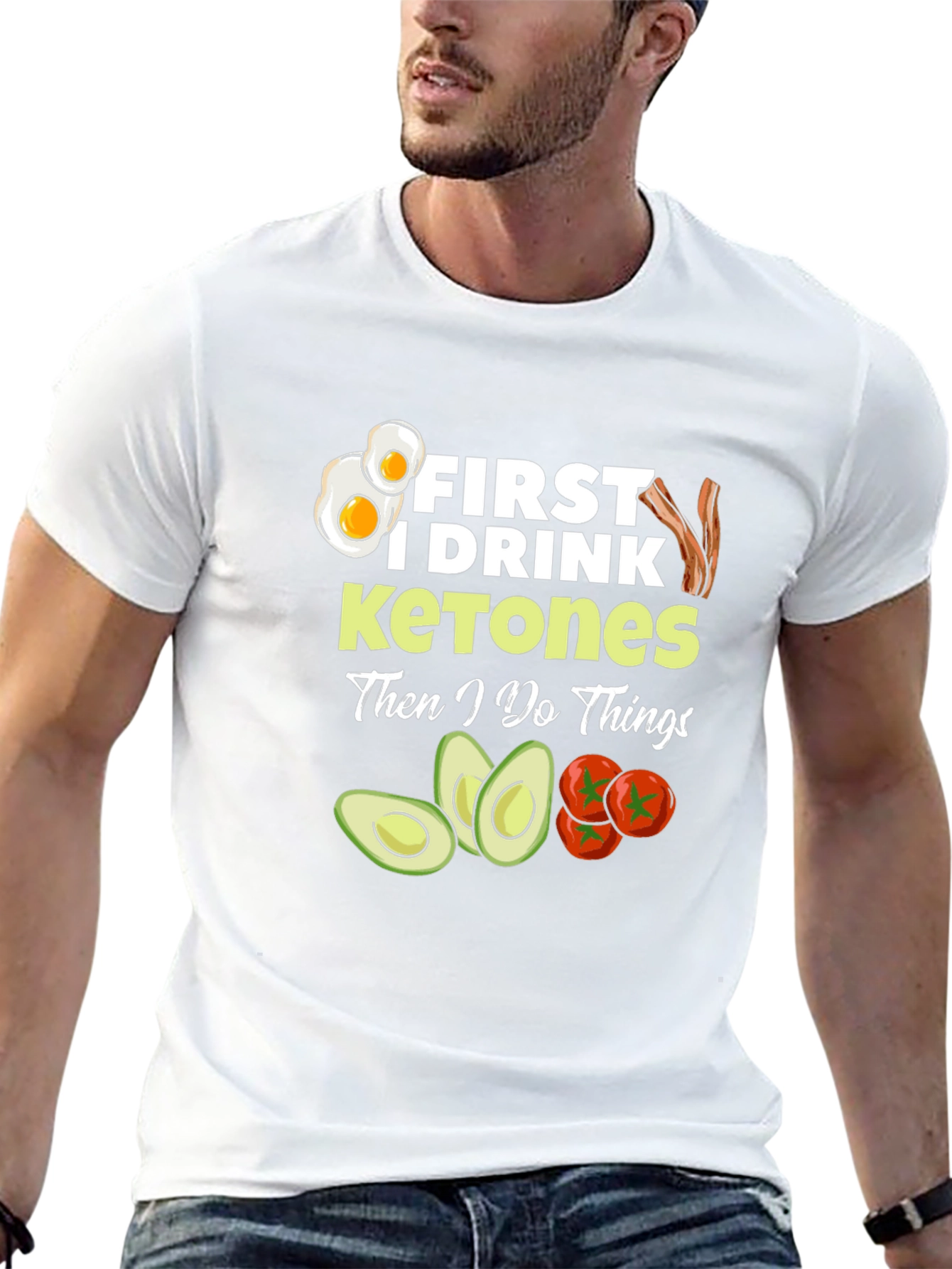 Black Keto Diet T-Shirt: First I Drink Ketones view 13