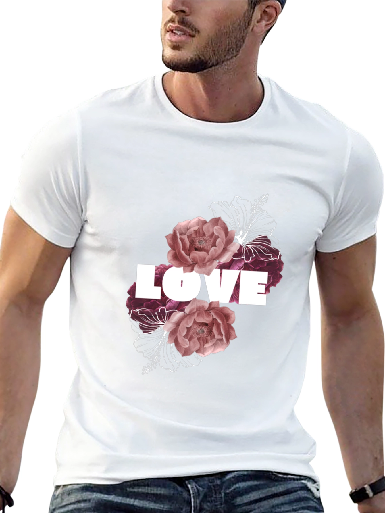 Black Floral Love T-Shirt - Black view 13