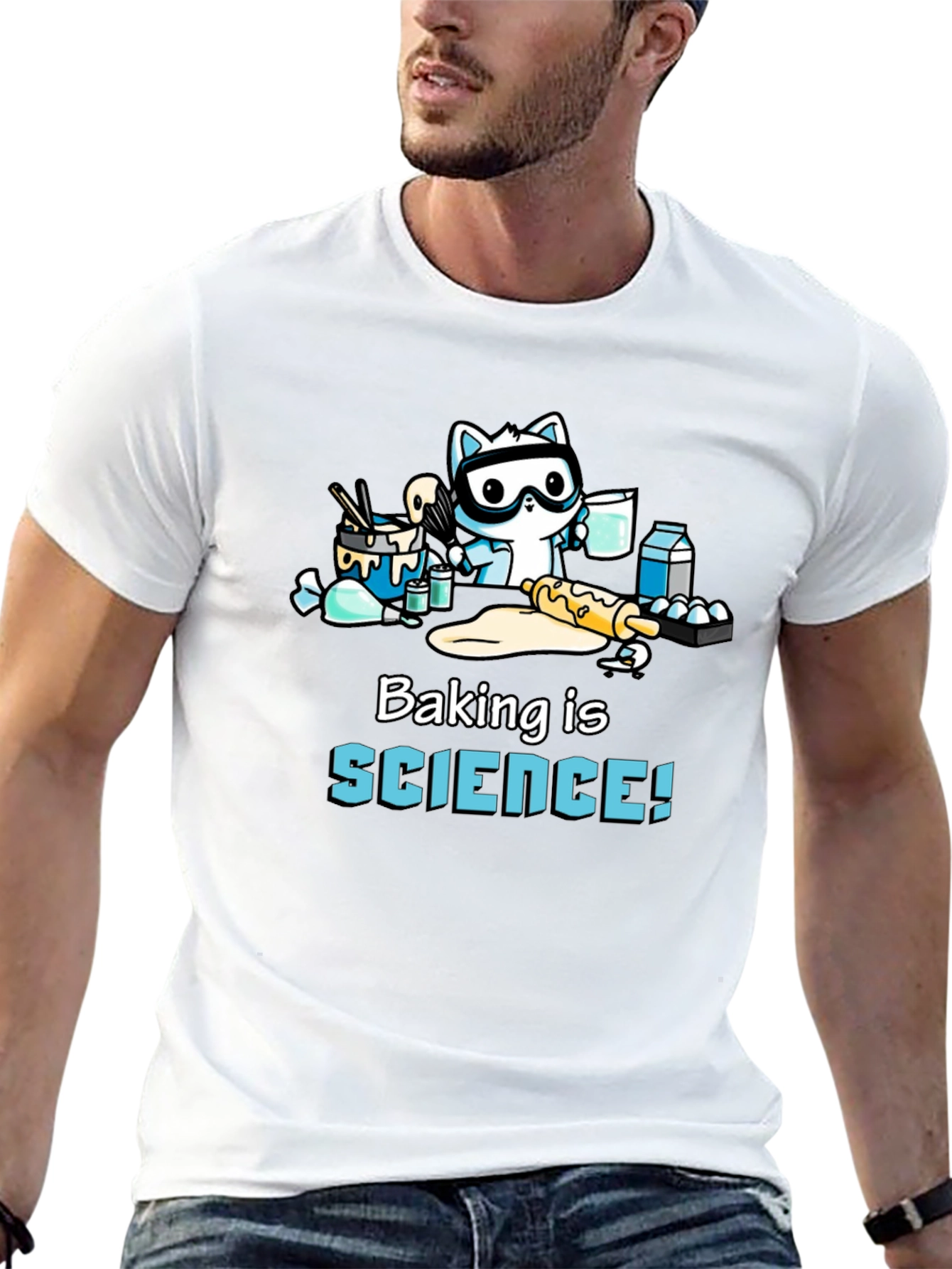 Black Baking is Science! T-Shirt with Cute Cat Baker view 13