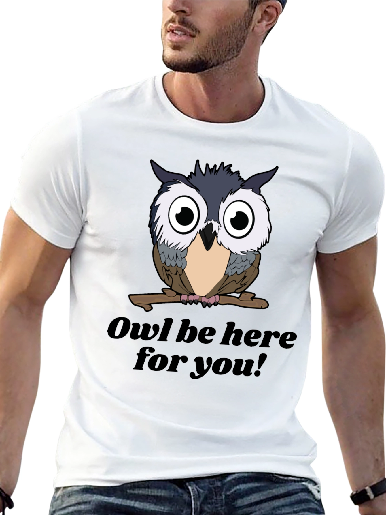 Black Owl Be Here For You T-Shirt - Black Graphic Tee view 13