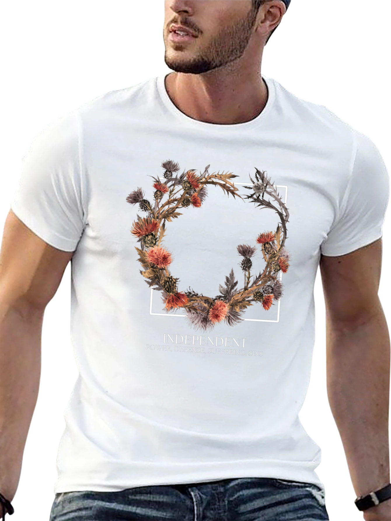 Black Floral Wreath Graphic Tee - Independent Style view 13