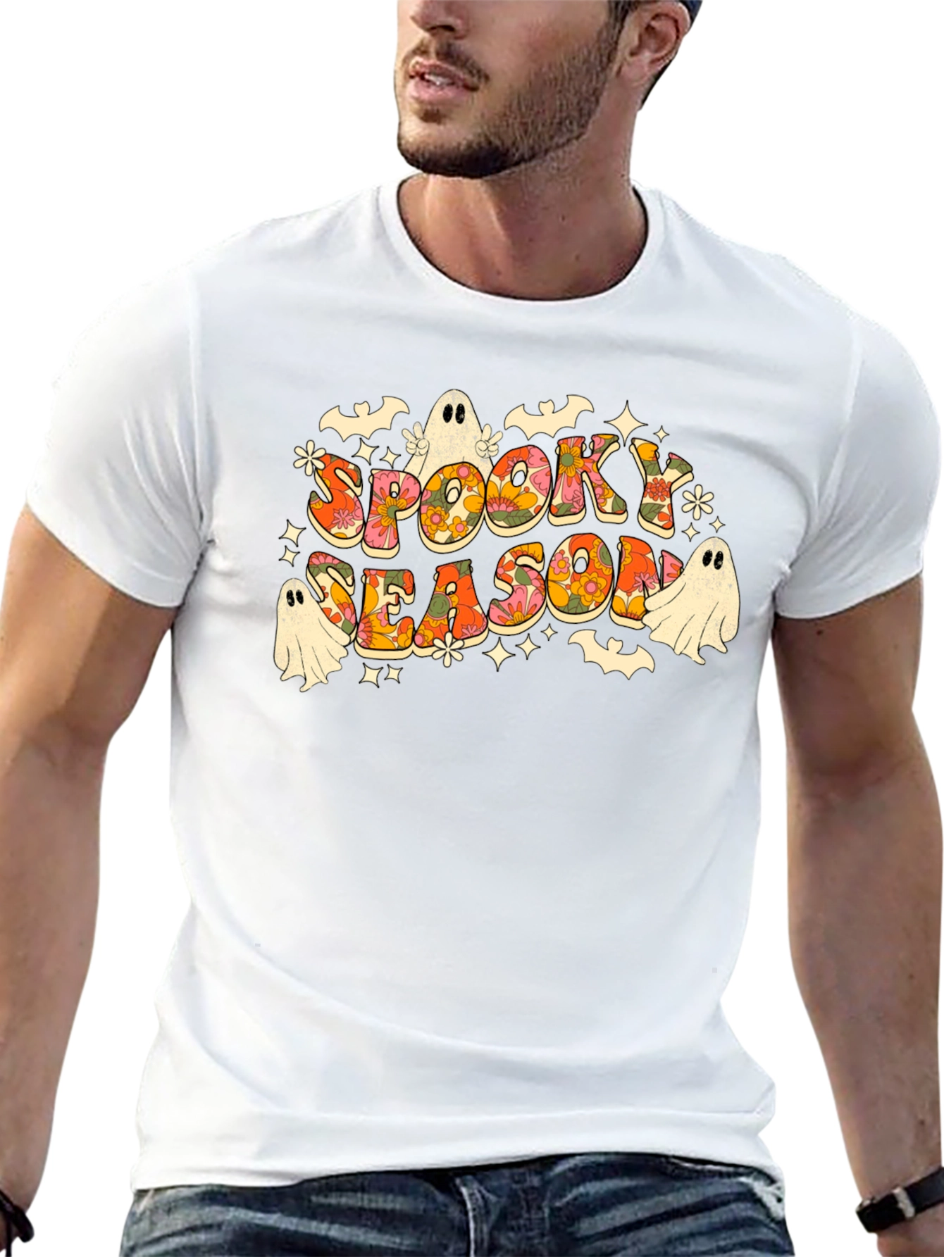 Black Spooky Season Retro Halloween Graphic T-Shirt view 13