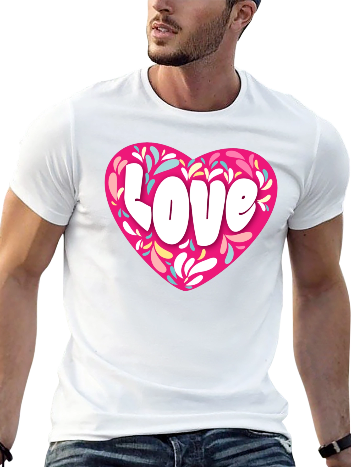 Black Love Heart Graphic Black T-Shirt view 13