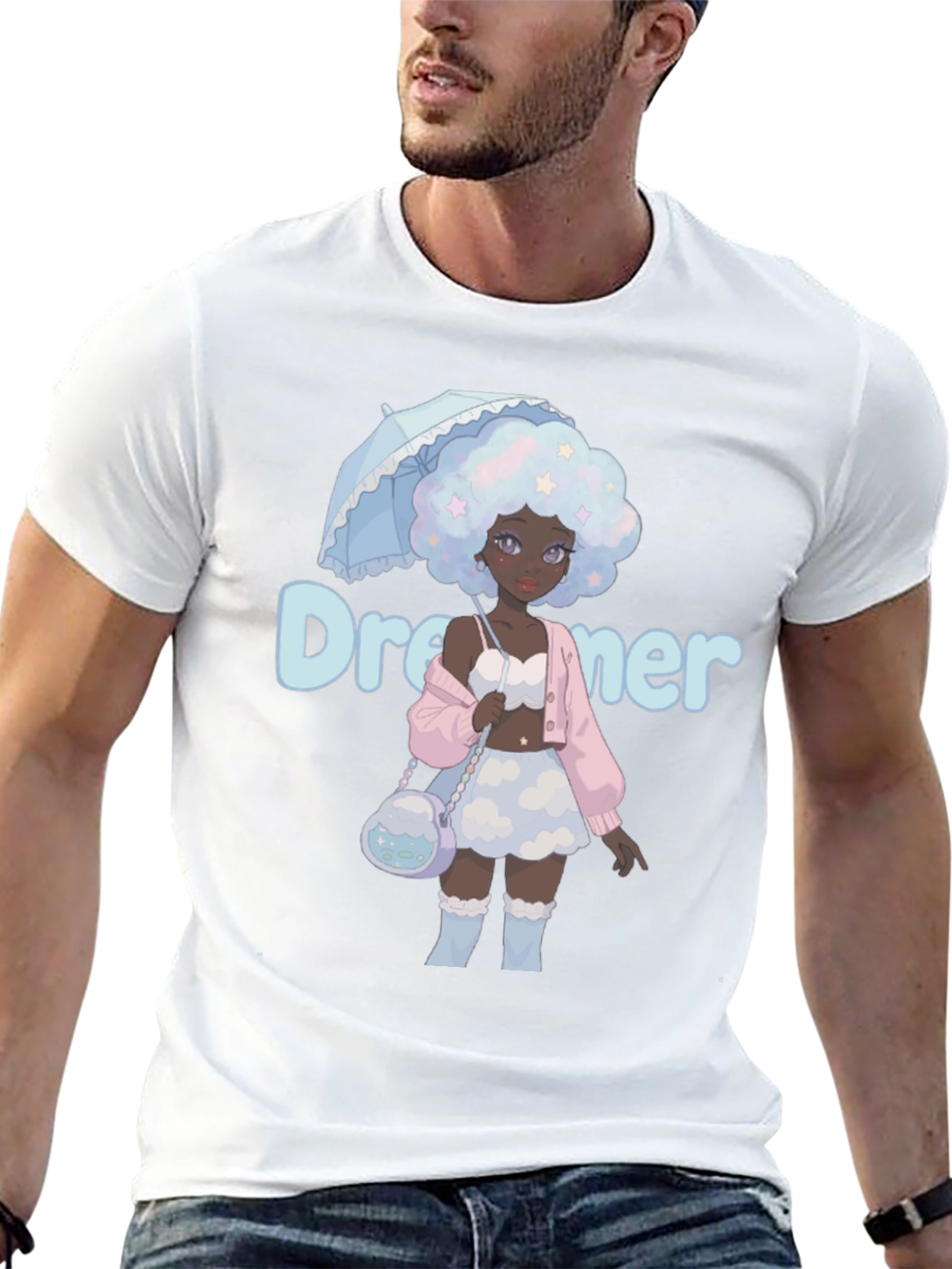 Black Dreamer Anime Girl Graphic T-Shirt view 13