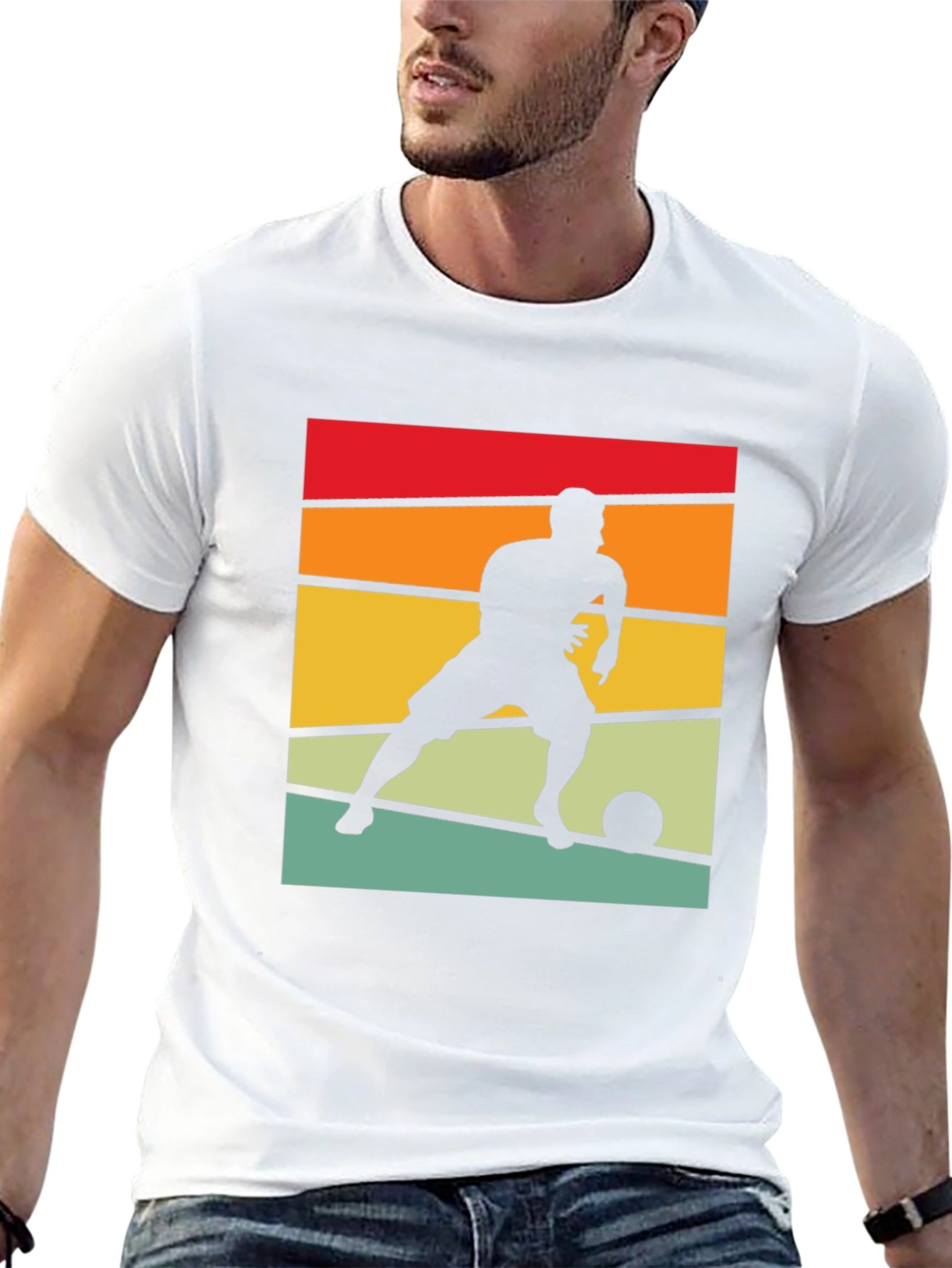 Black Retro Soccer Player Graphic Tee view 13