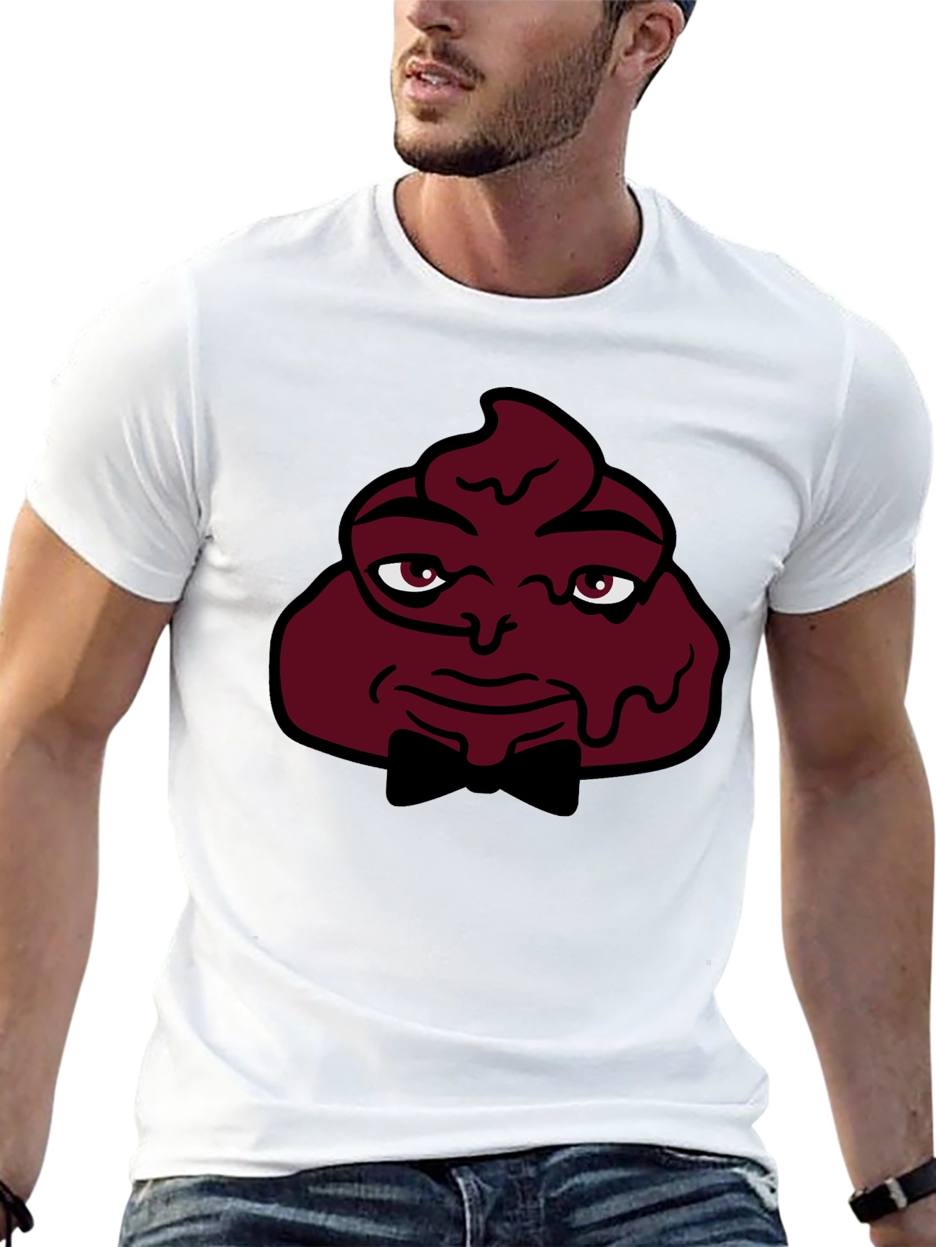 Black Funny Poop Emoji Man T-Shirt - Black view 13