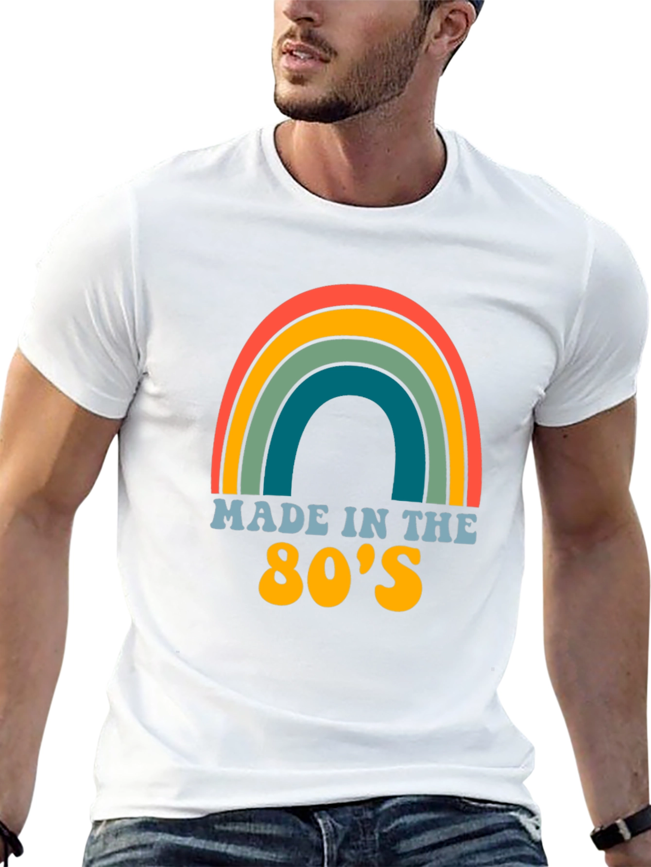 Black Made in the 80's Retro Rainbow T-Shirt view 13