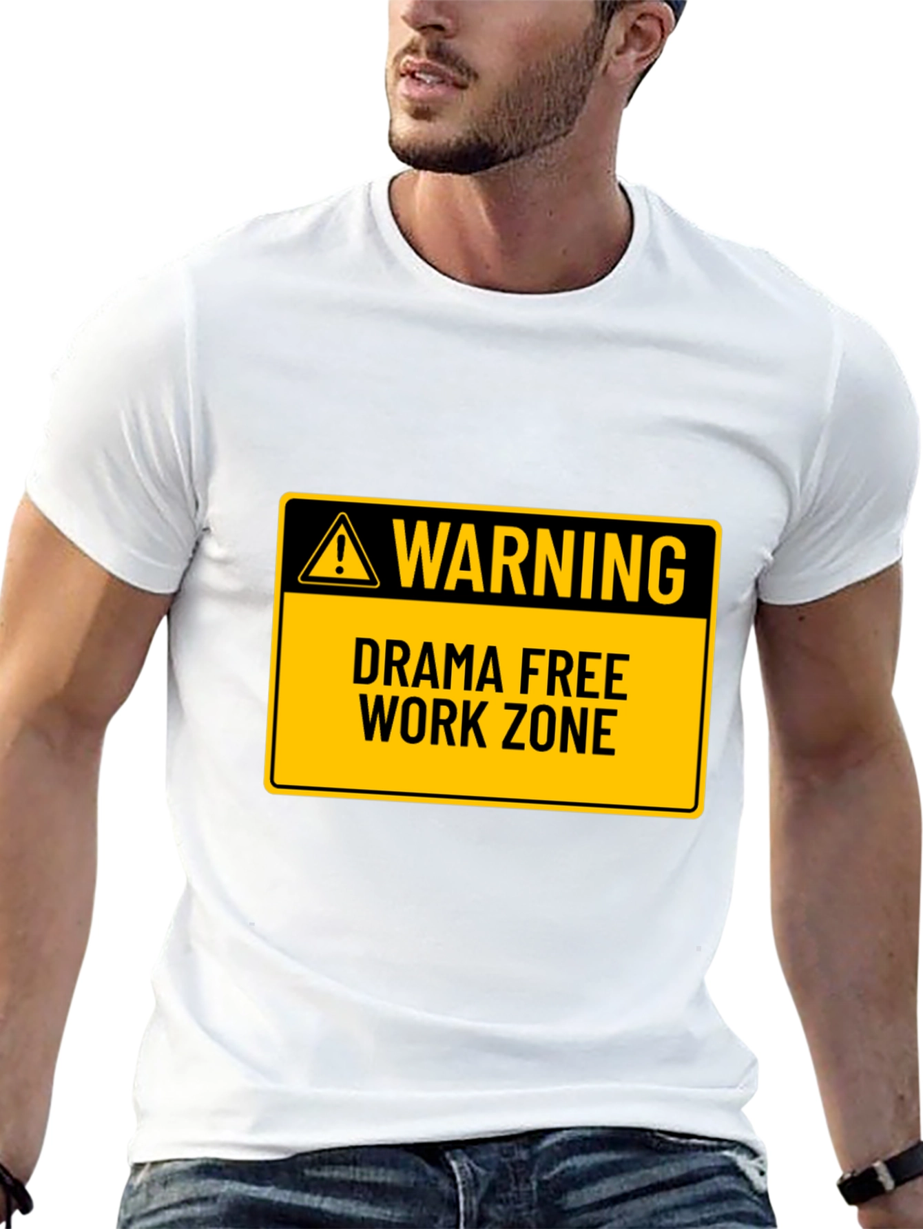 Black Drama Free Work Zone T-Shirt - Novelty Graphic Tee view 13