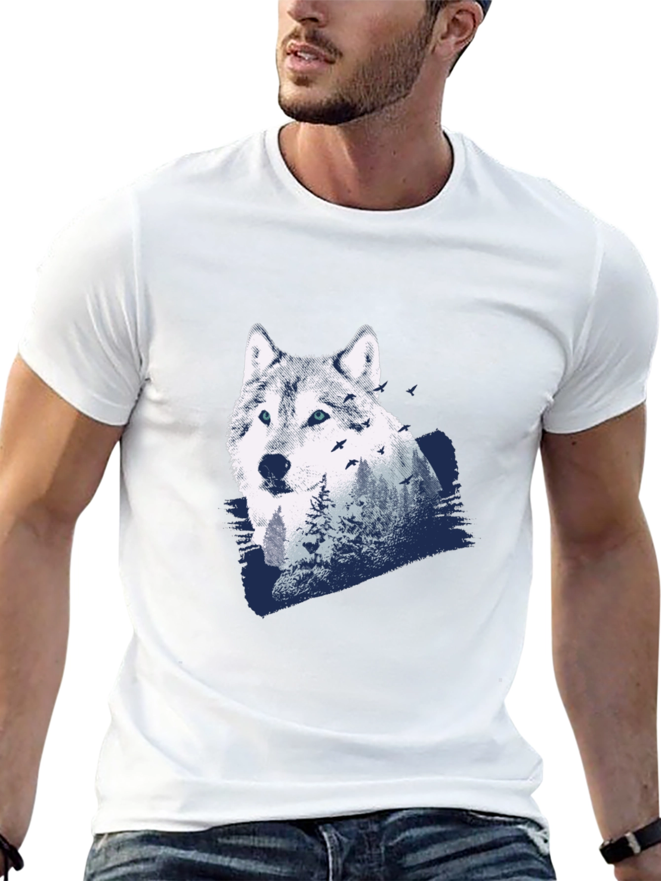 Black Wolf Graphic Print T-Shirt view 13