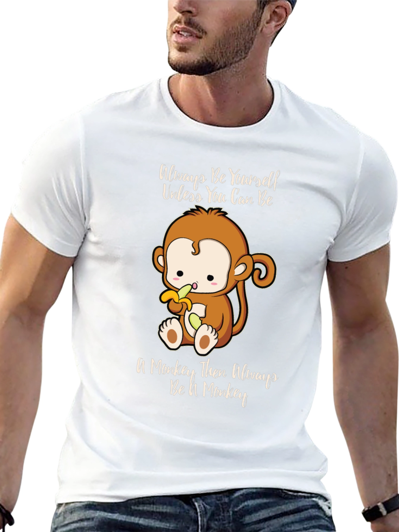 Black Funny Monkey T-Shirt - Always Be Yourself Graphic Tee view 13