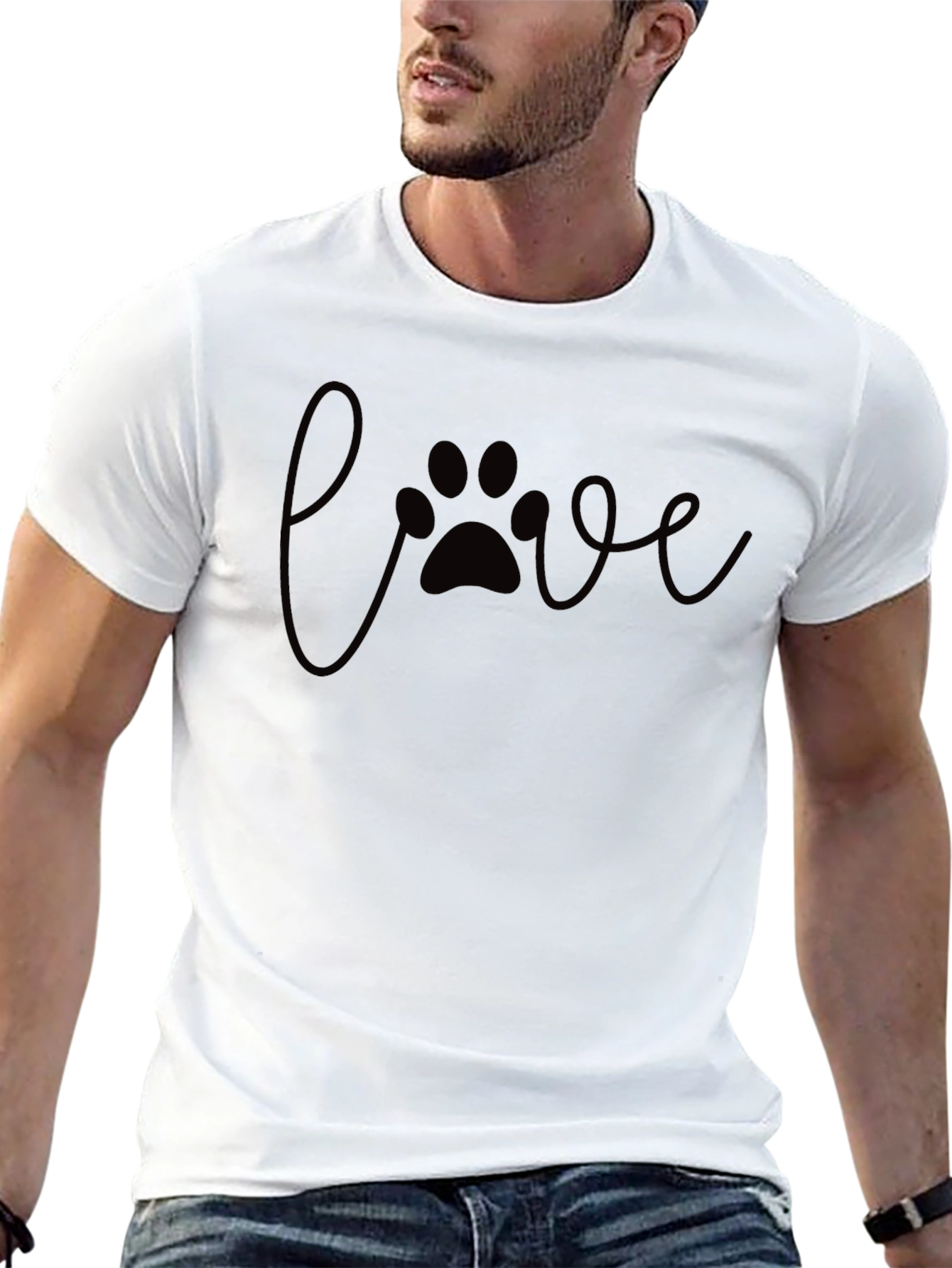 Black Love Paw Print Black T-Shirt view 13