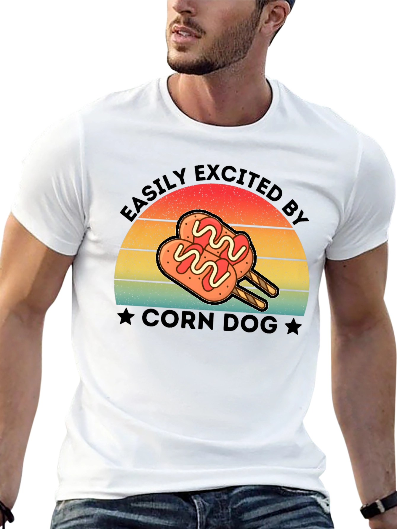 Black Corn Dog Lover T-Shirt - Easily Excited By Tee view 13