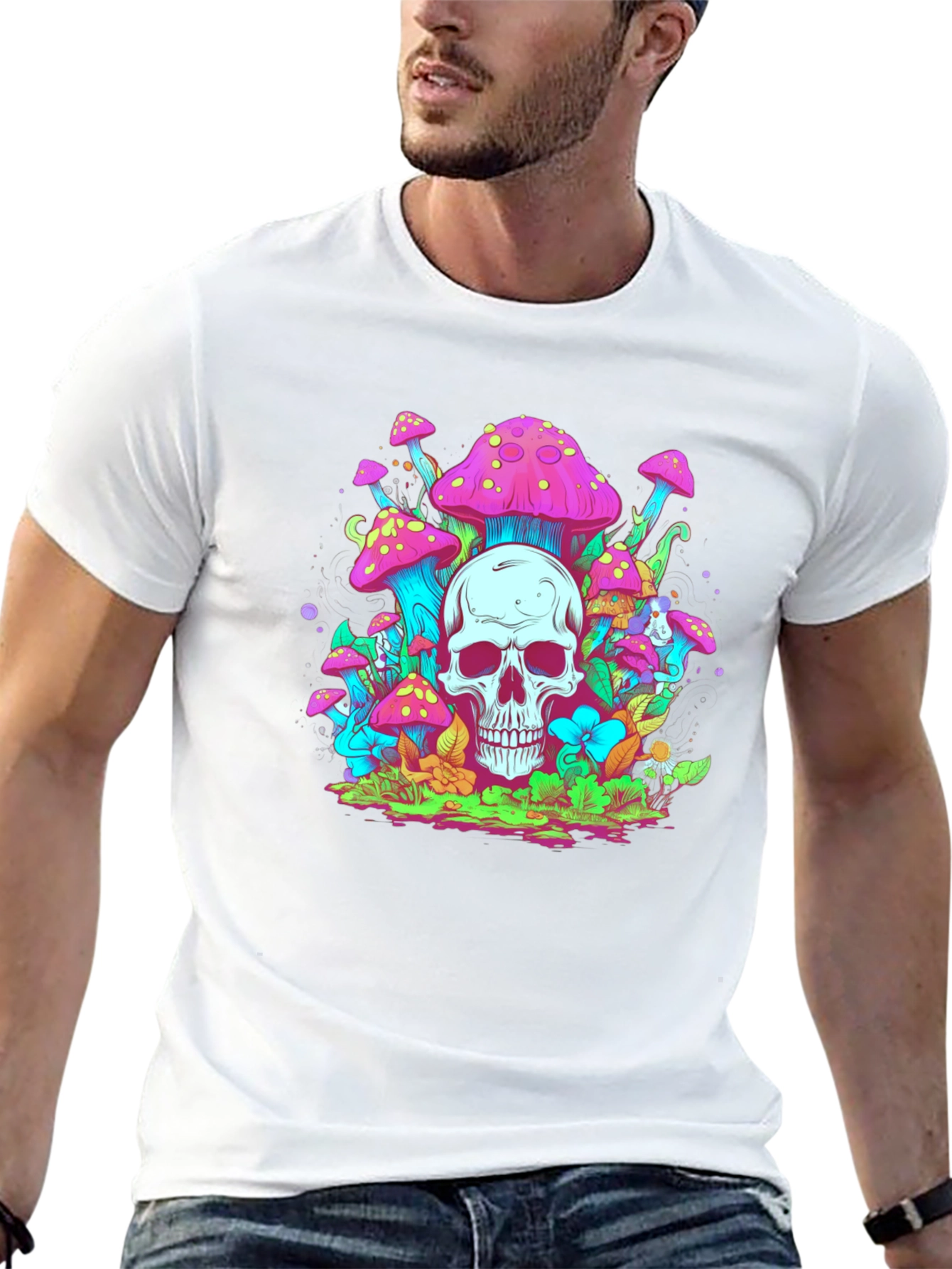 Black Skull Mushroom Graphic Tee - Black view 13