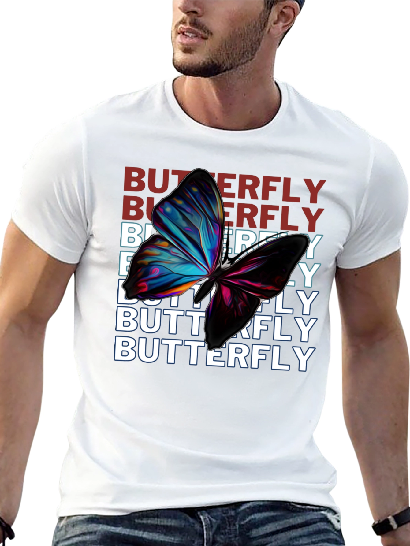 Black Butterfly Graphic Print Black T-Shirt view 13