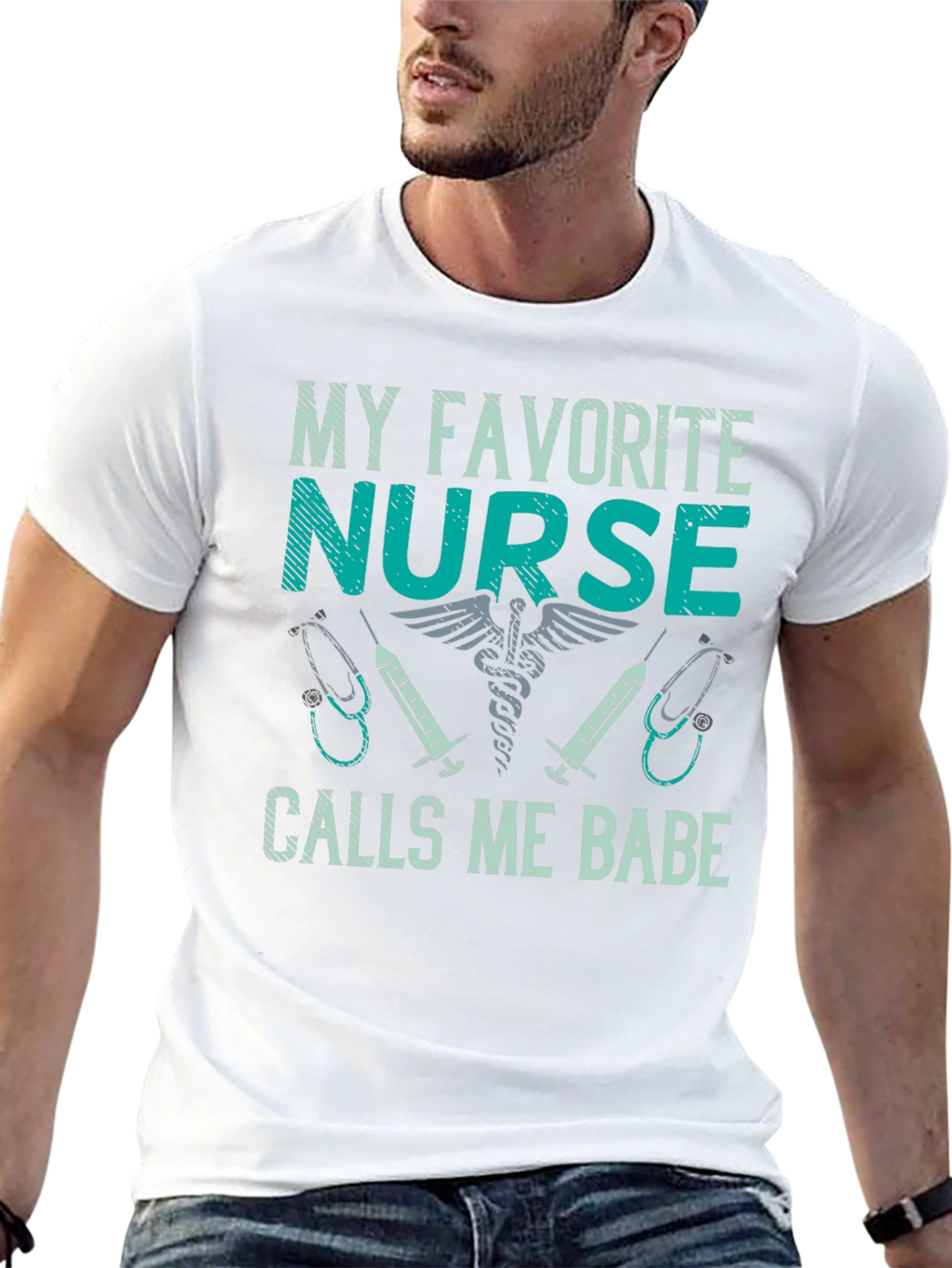 Black My Favorite Nurse Calls Me Babe T-Shirt view 13