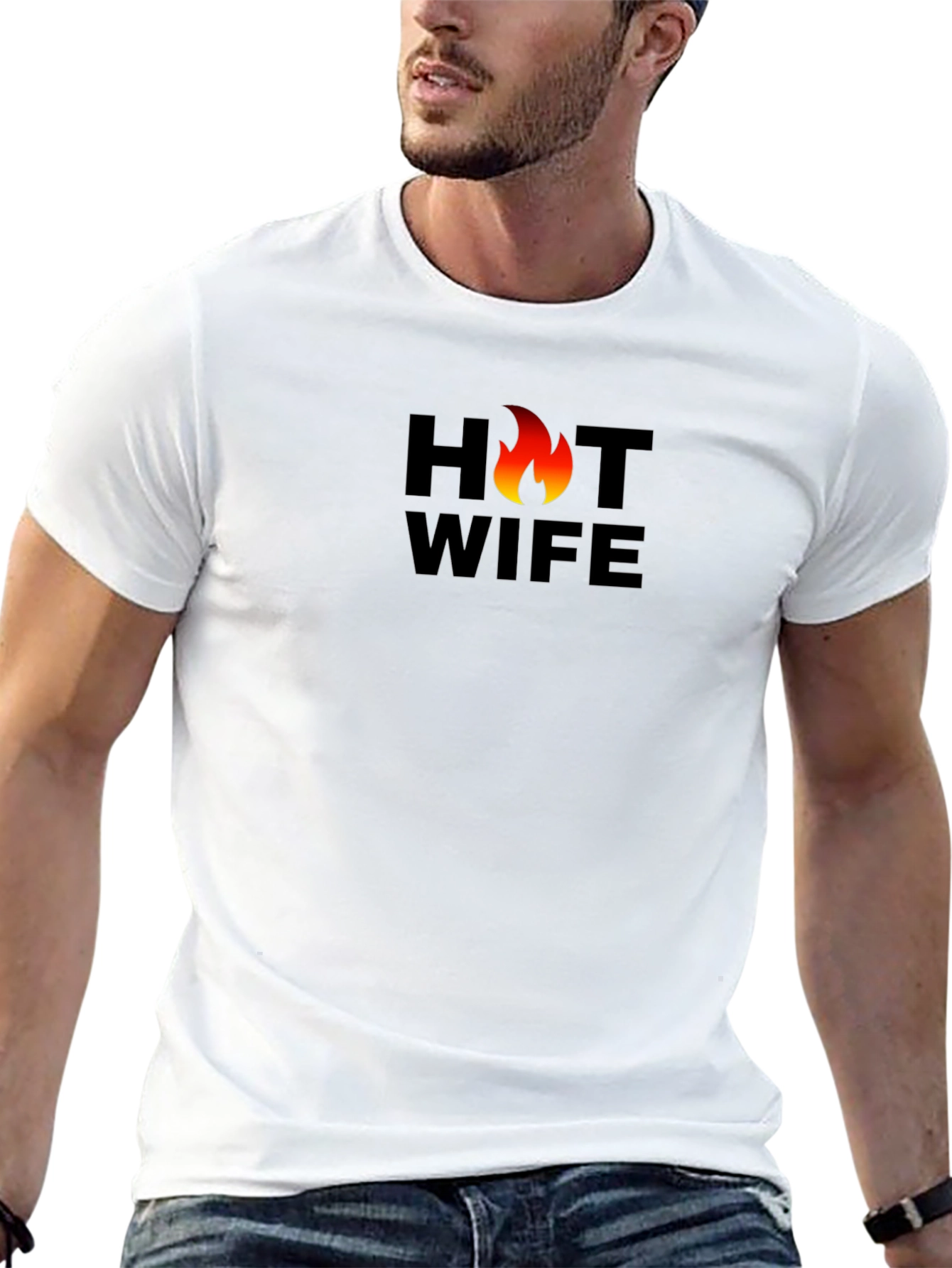 Black Hot Wife Graphic T-Shirt - Black Cotton Tee view 13