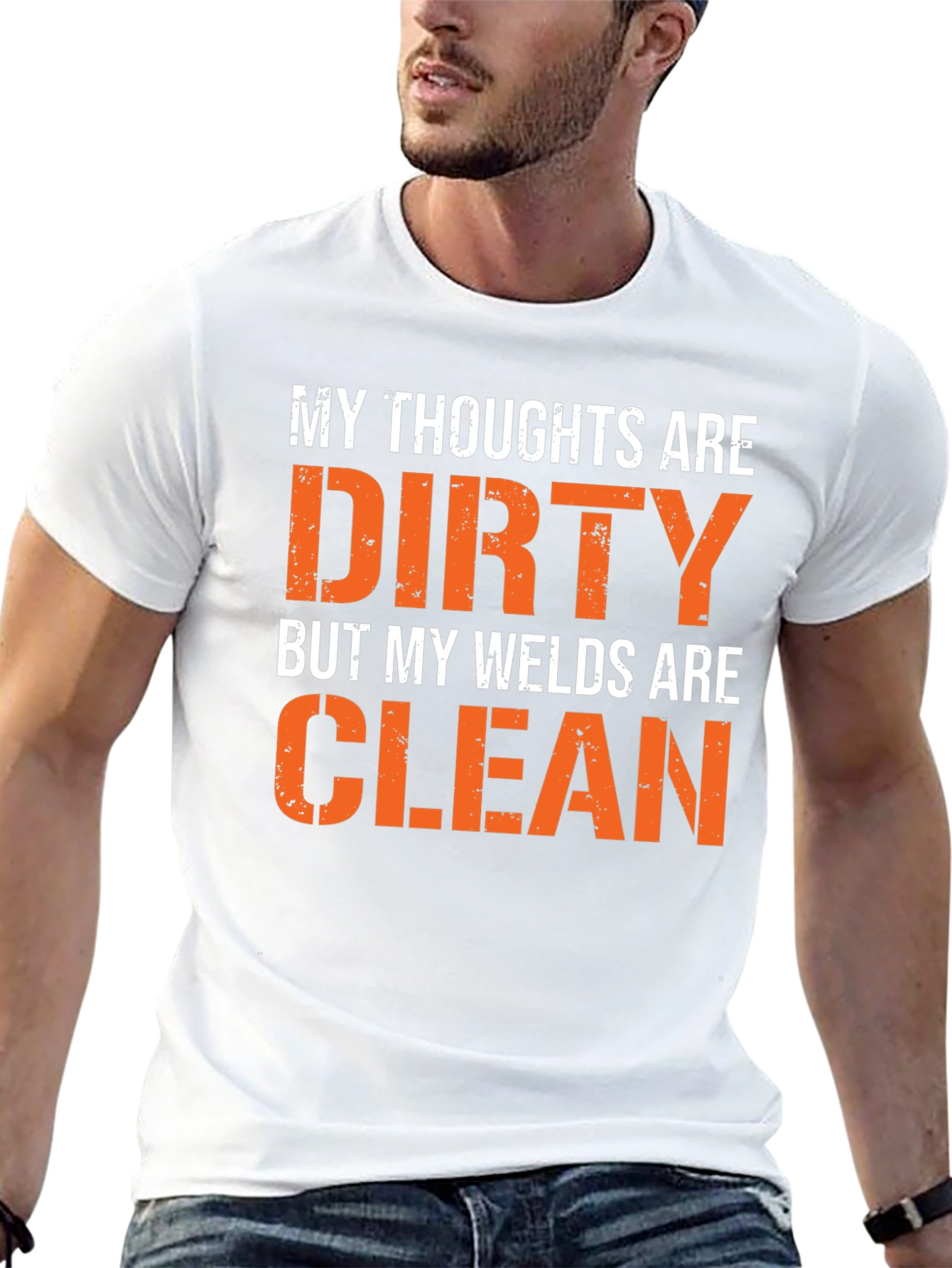 Black Dirty Thoughts, Clean Welds Graphic Tee view 13