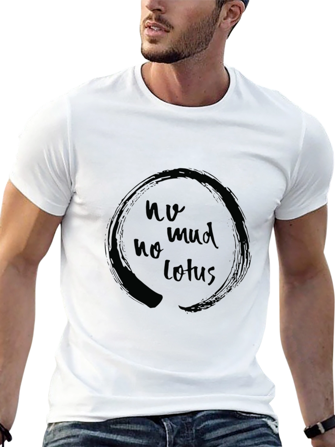 Black No Mud No Lotus Graphic Tee - Zen Circle Shirt view 13