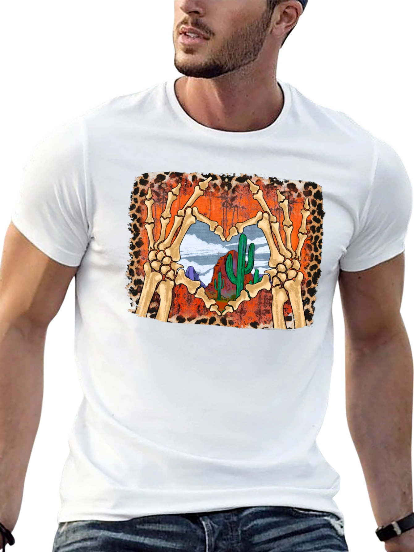 Black Desert Heart Skeleton Hands Graphic Tee view 13