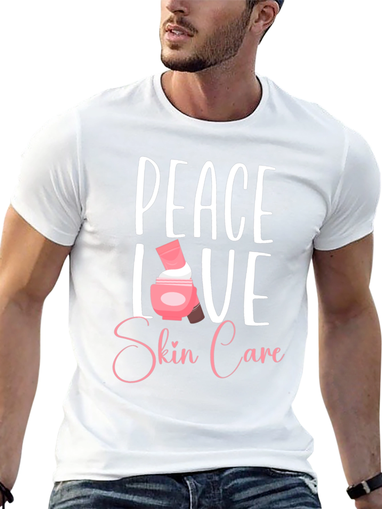 Black Peace Love Skin Care T-Shirt - Black view 13