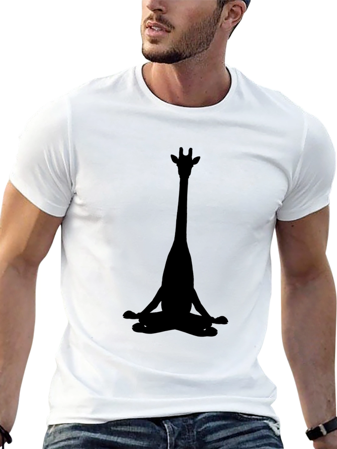 Black Yoga Giraffe Black T-Shirt view 13