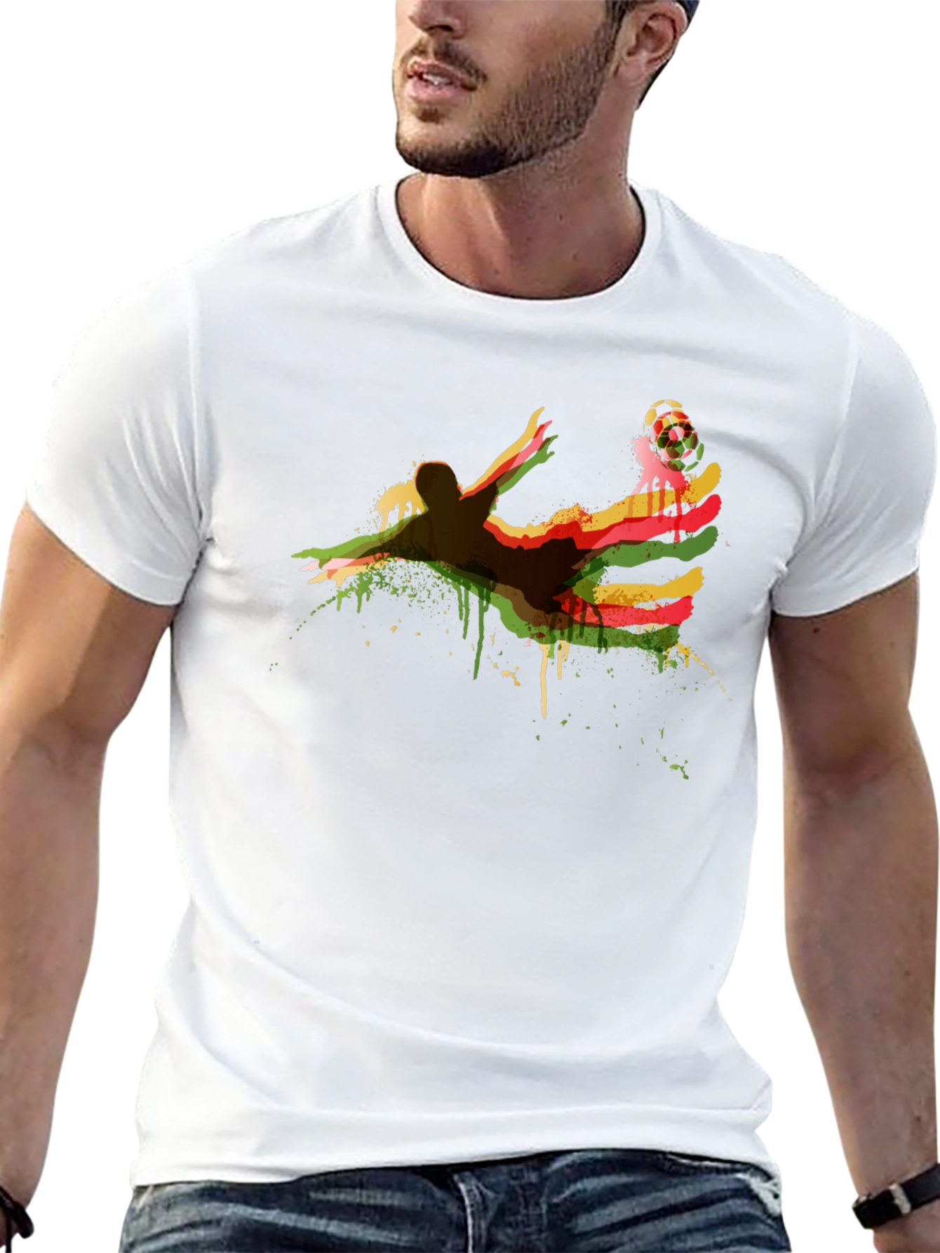 Black Soccer Kick Graphic Tee - Black Cotton Blend Shirt view 13