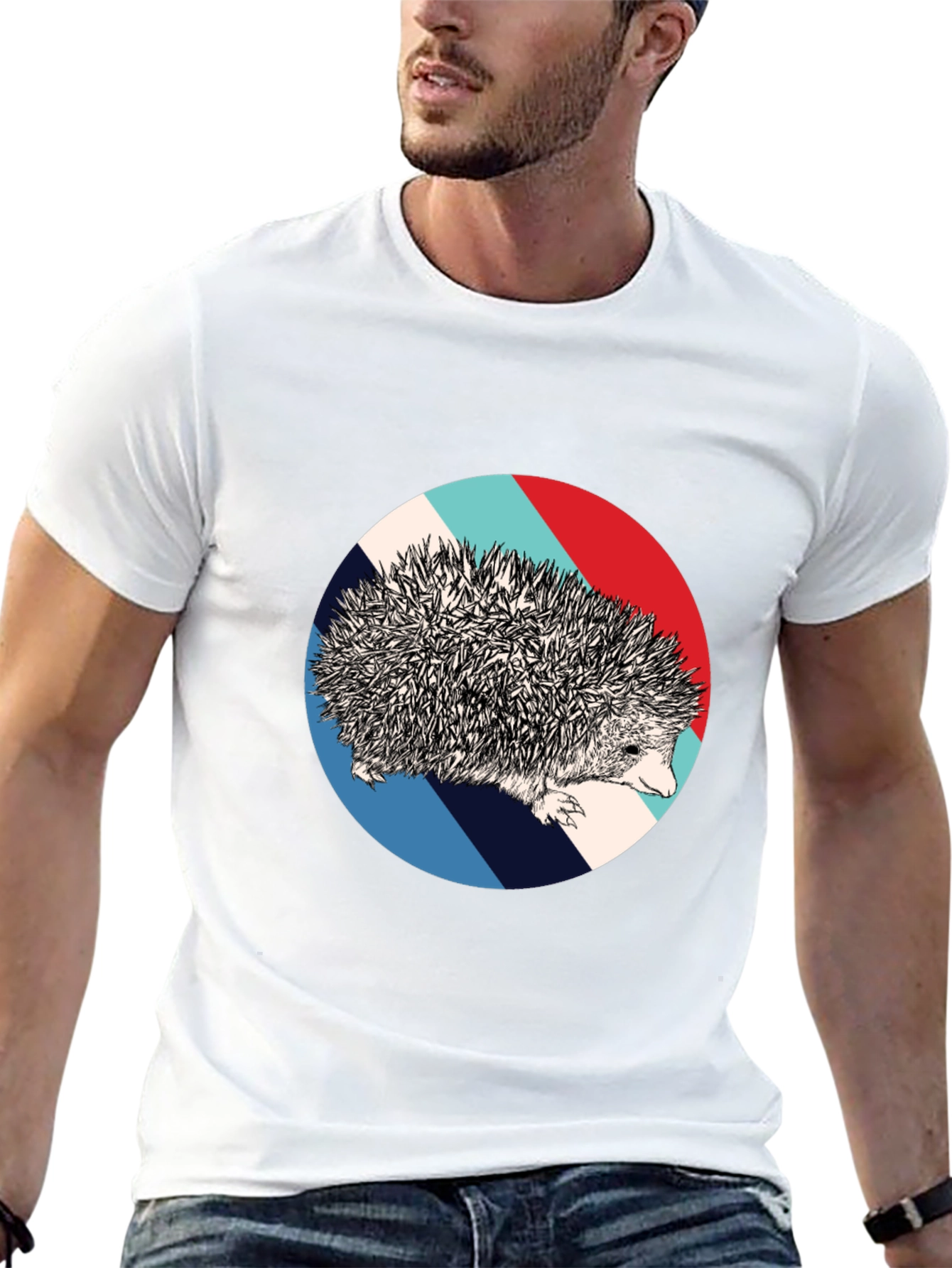 Black Hedgehog Circle Graphic Tee - Unique Design view 13