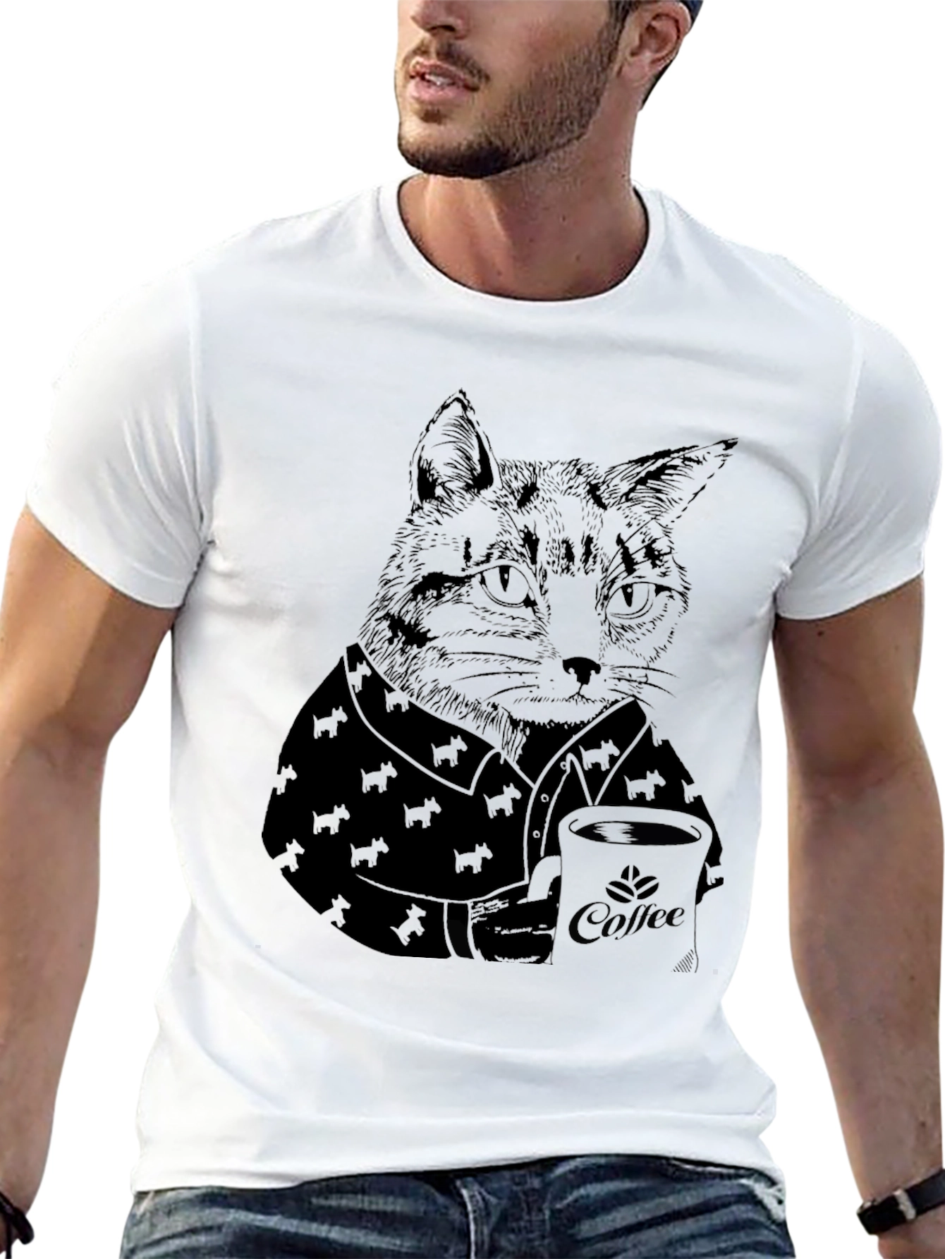 Black Cat Coffee Lover Black T-Shirt view 13