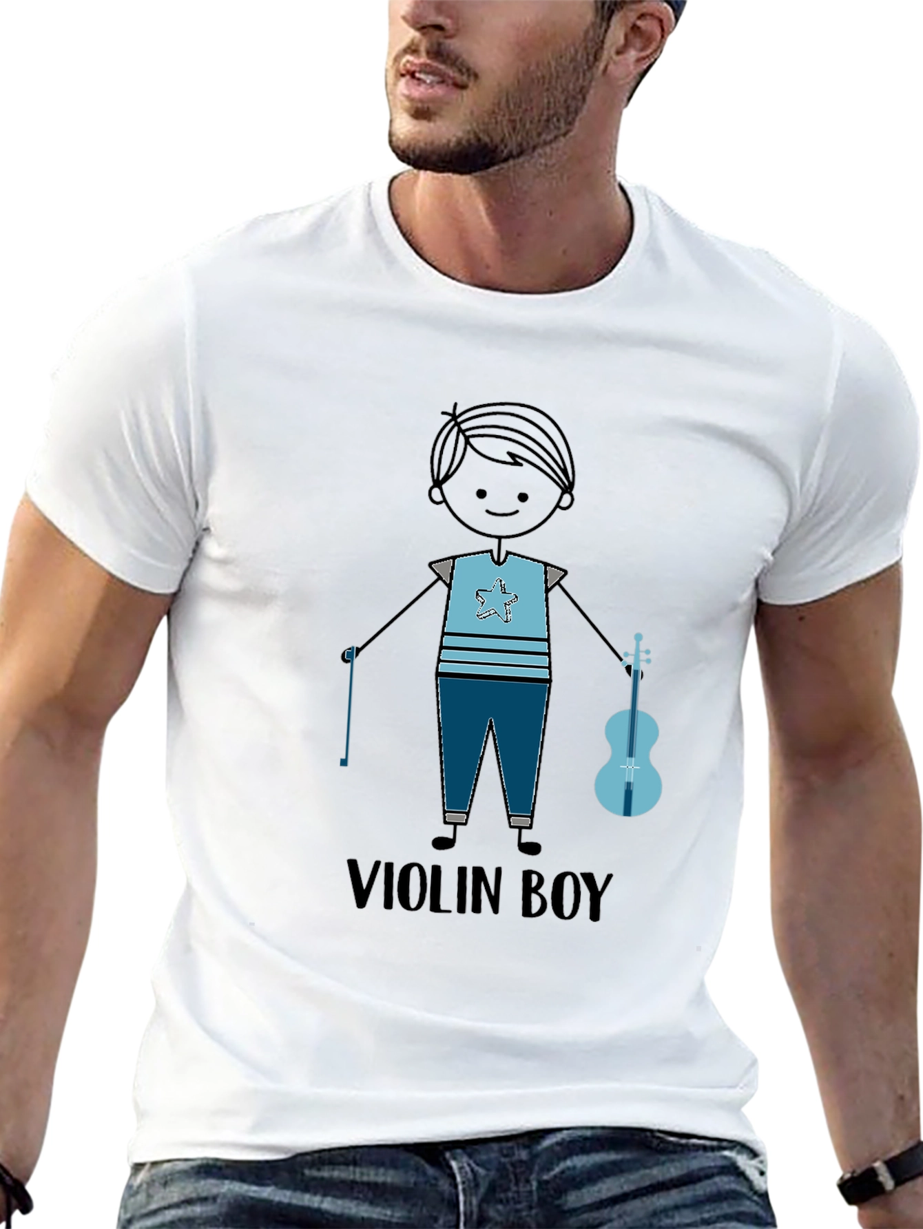 Black Violin Boy Graphic T-Shirt - Musician Tee view 13