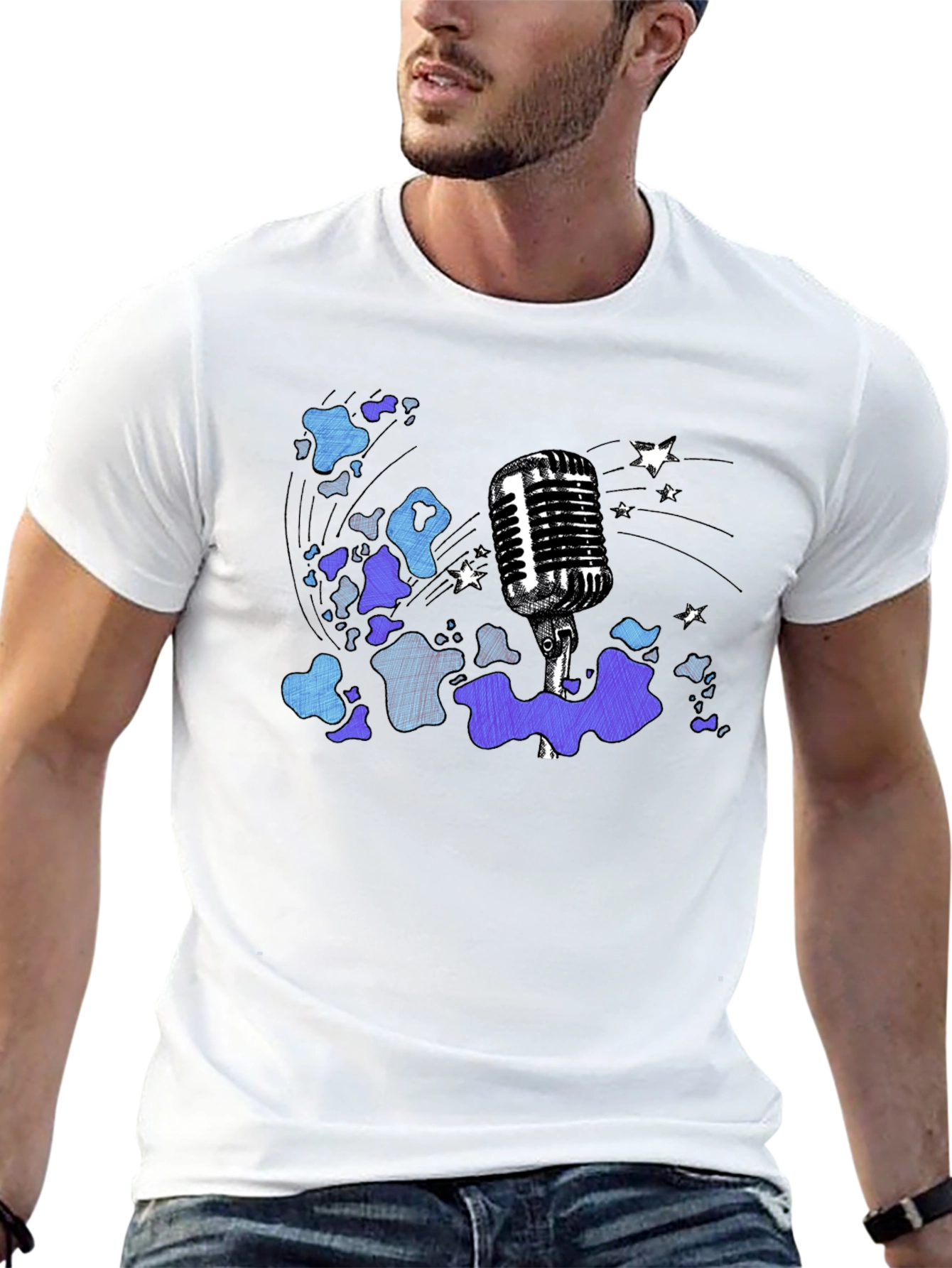 Black Vintage Microphone Graphic T-Shirt view 13