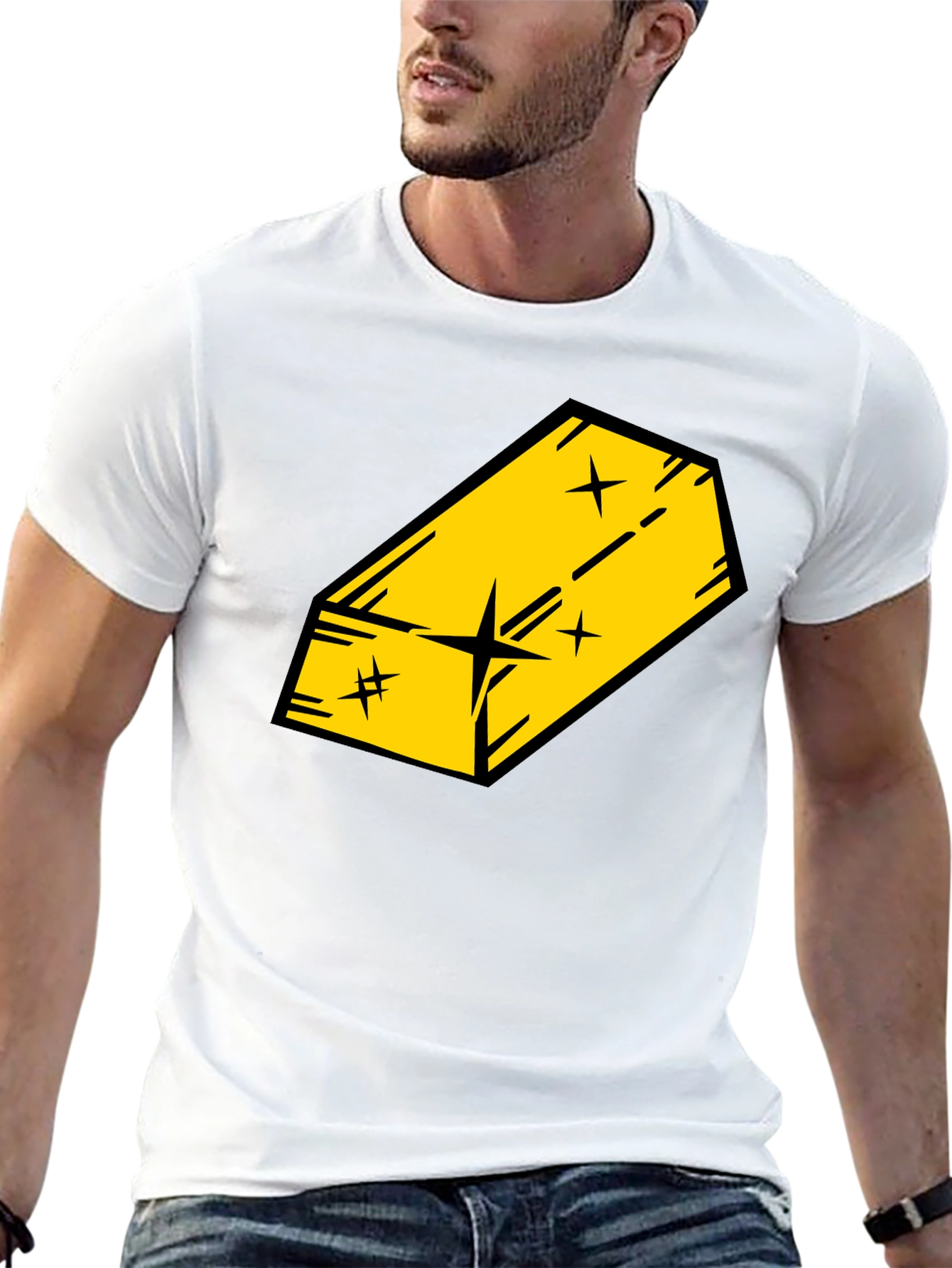 Black Gold Bar Graphic Black T-Shirt view 13