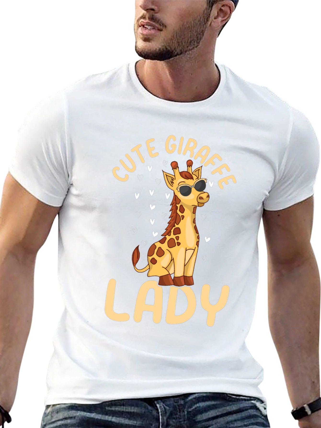 Black Cute Giraffe Lady T-Shirt - Stylish & Fun! view 13