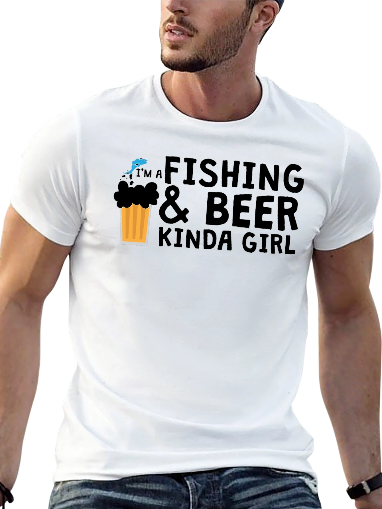 Black Fishing & Beer Kinda Girl Graphic Tee - Unisex view 13