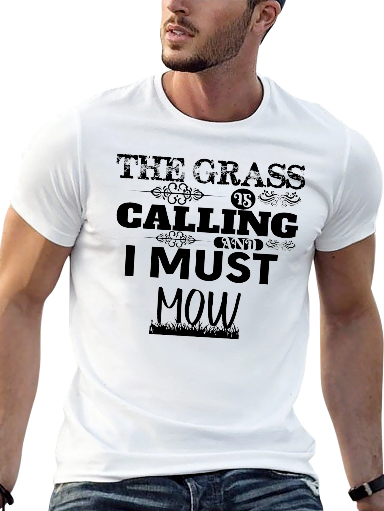 Black The Grass Is Calling T-Shirt - Lawn Mowing Humor view 13