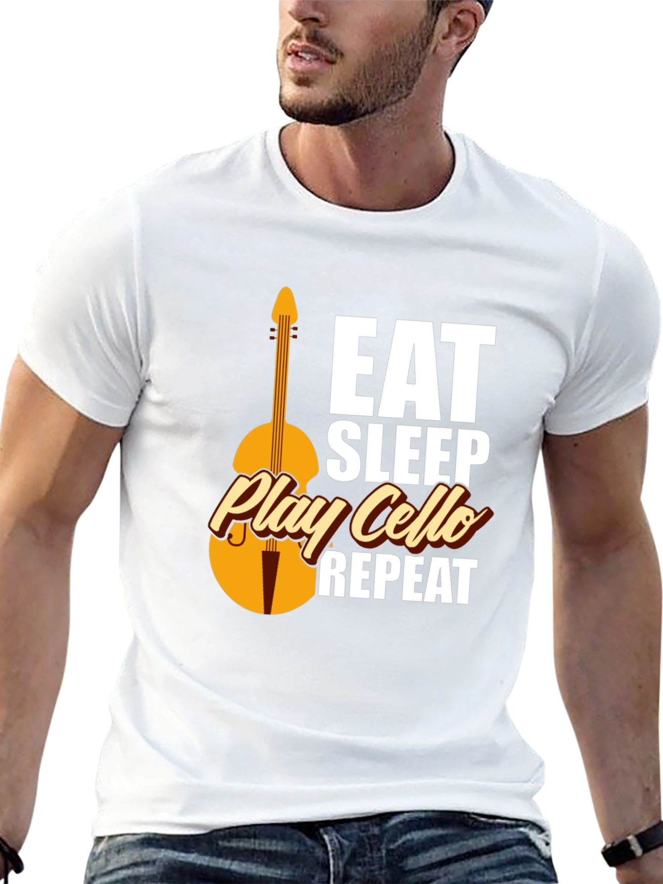Black Eat Sleep Play Cello Repeat T-Shirt view 13
