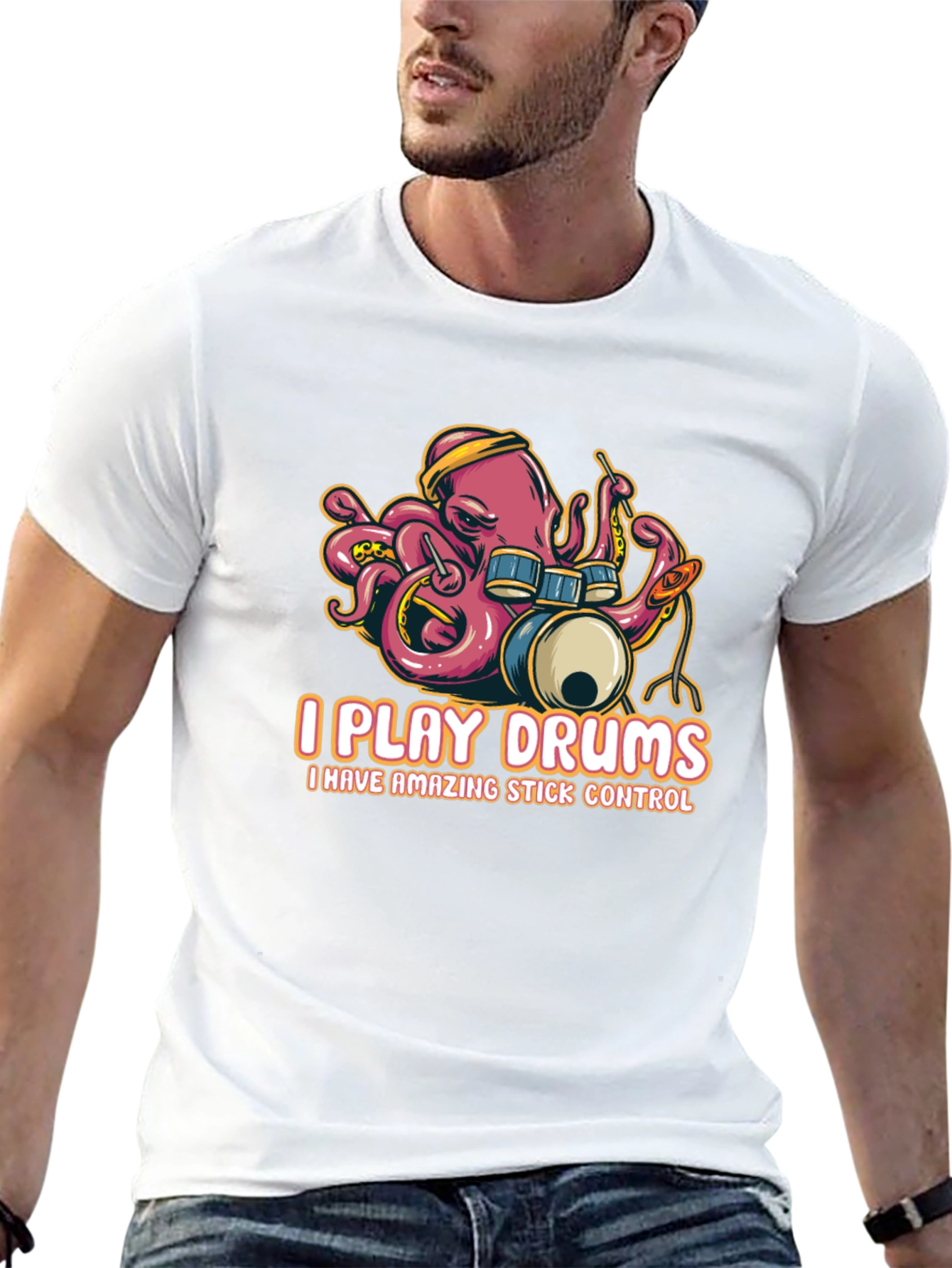 Black Octopus Drummer T-Shirt - I Play Drums view 13