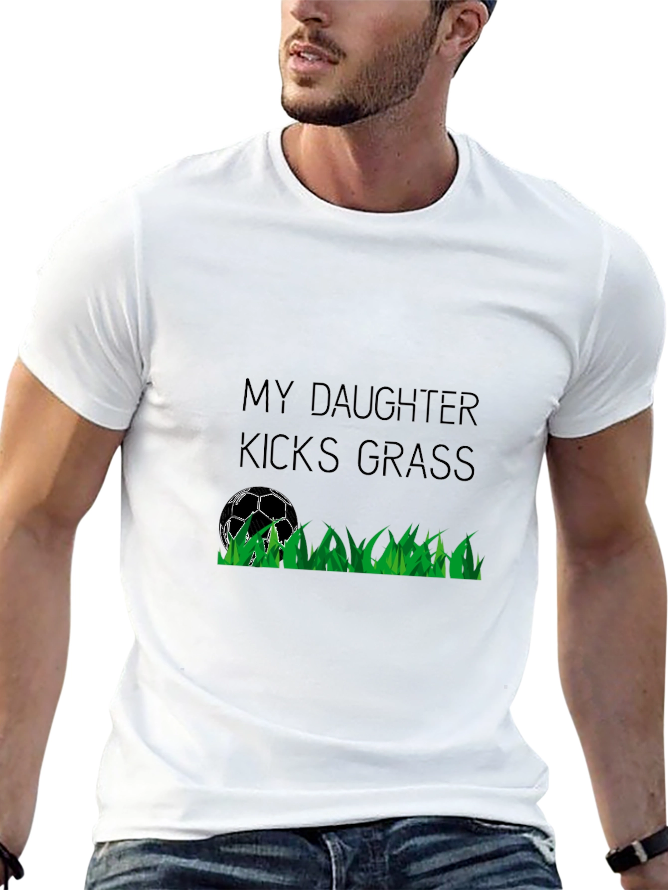 Black My Daughter Kicks Grass Soccer T-Shirt view 13