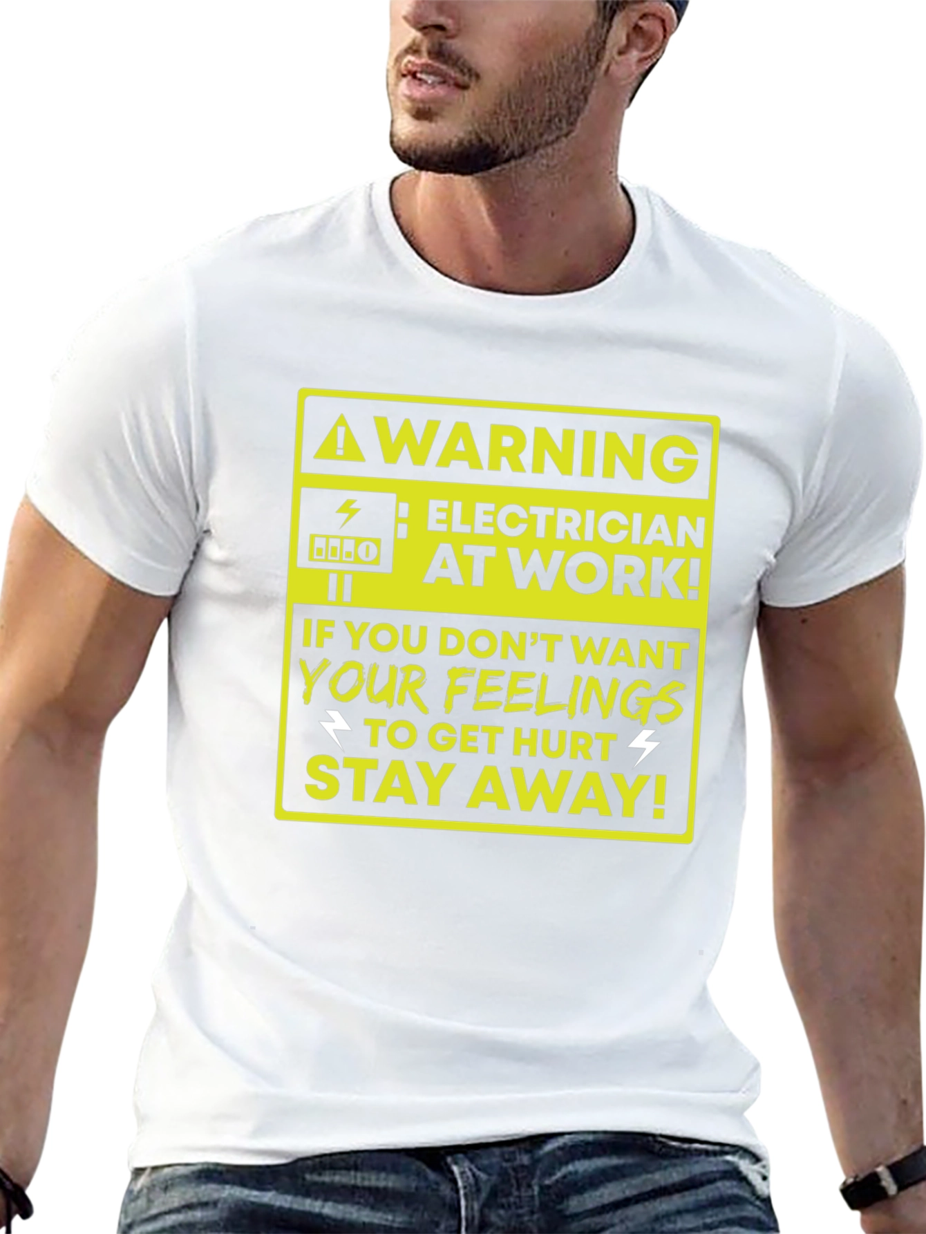 Black Electrician at Work Funny Warning T-Shirt view 13