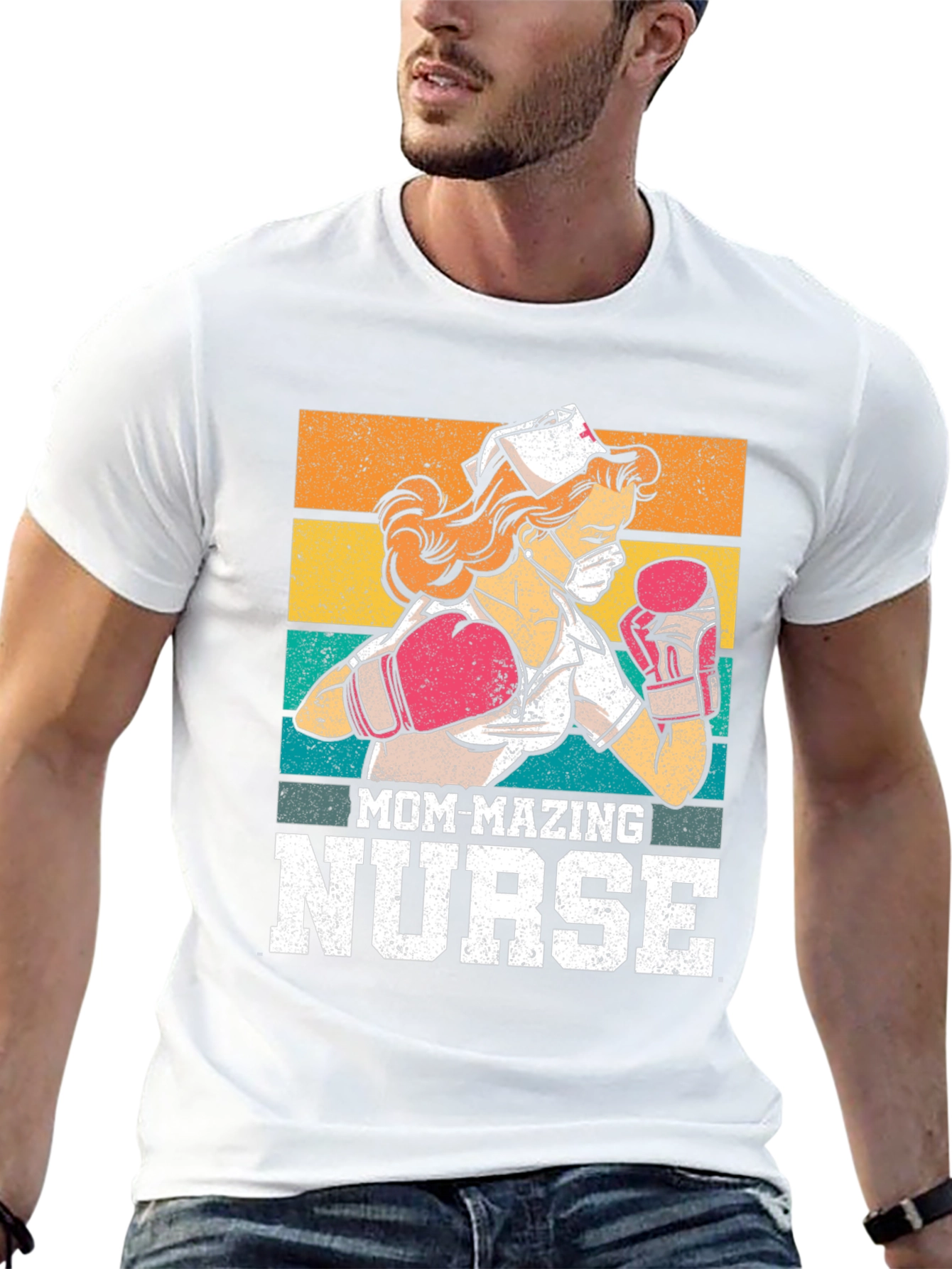 Black Mom-mazing Nurse T-Shirt - Fighting Fit Medical Hero Tee view 13