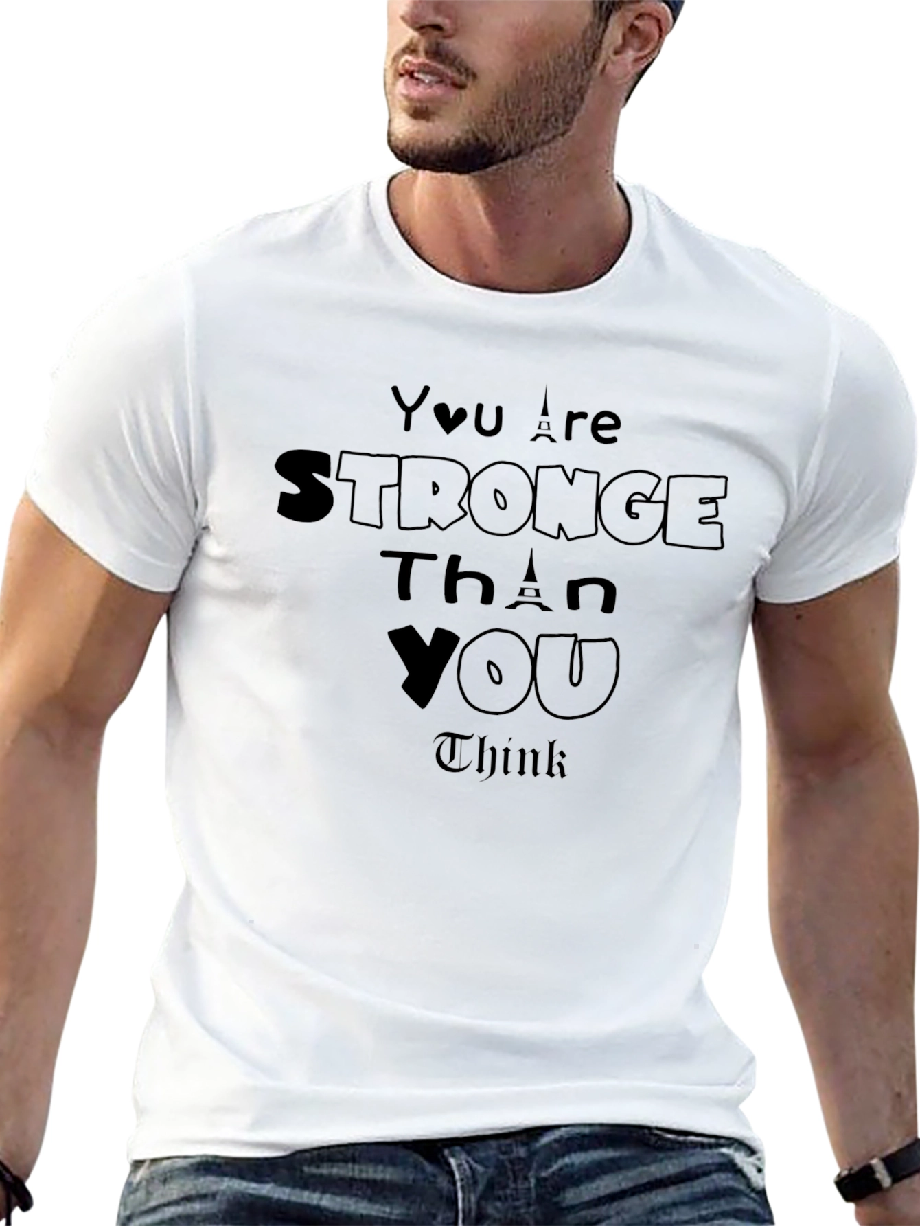Black Inspirational 'Stronger Than You Think' Black T-Shirt view 13