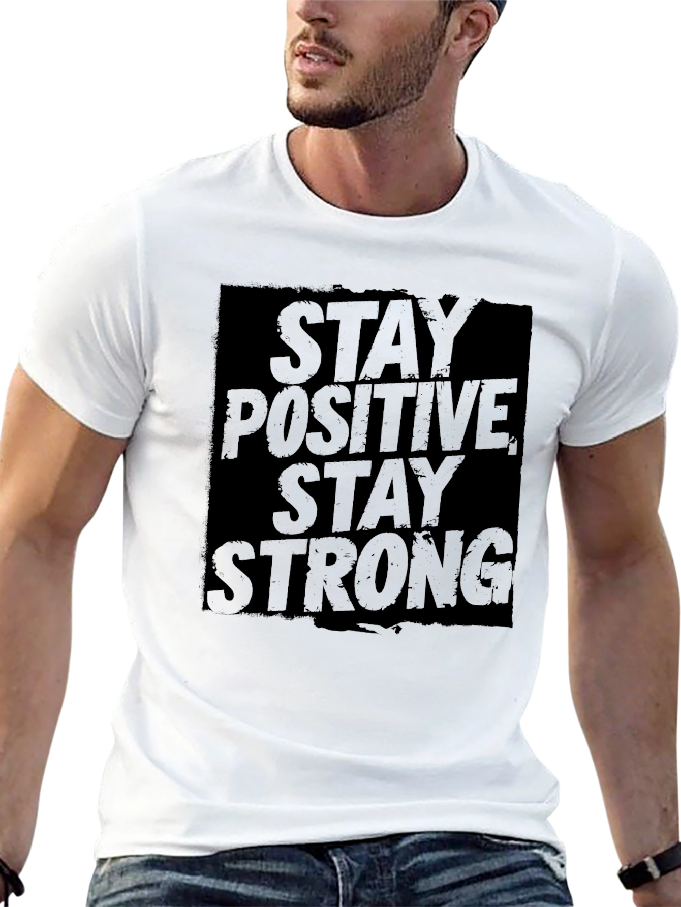 Black Stay Positive Stay Strong Black Graphic Tee view 13