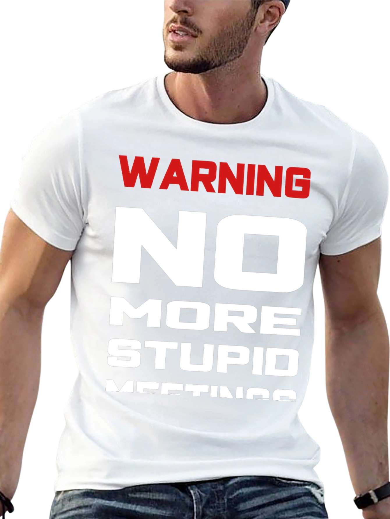 Black Warning No More Stupid Meetings T-Shirt view 13