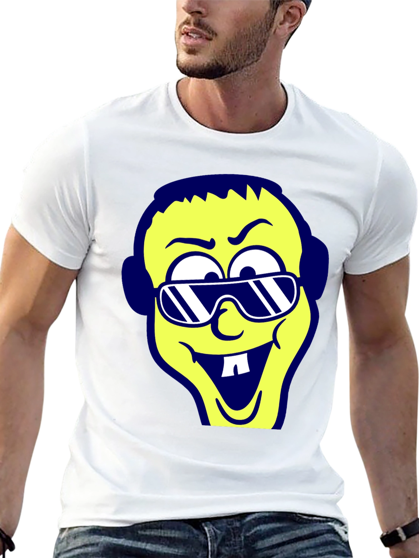 Black Cartoon Face Graphic Tee - Black view 13